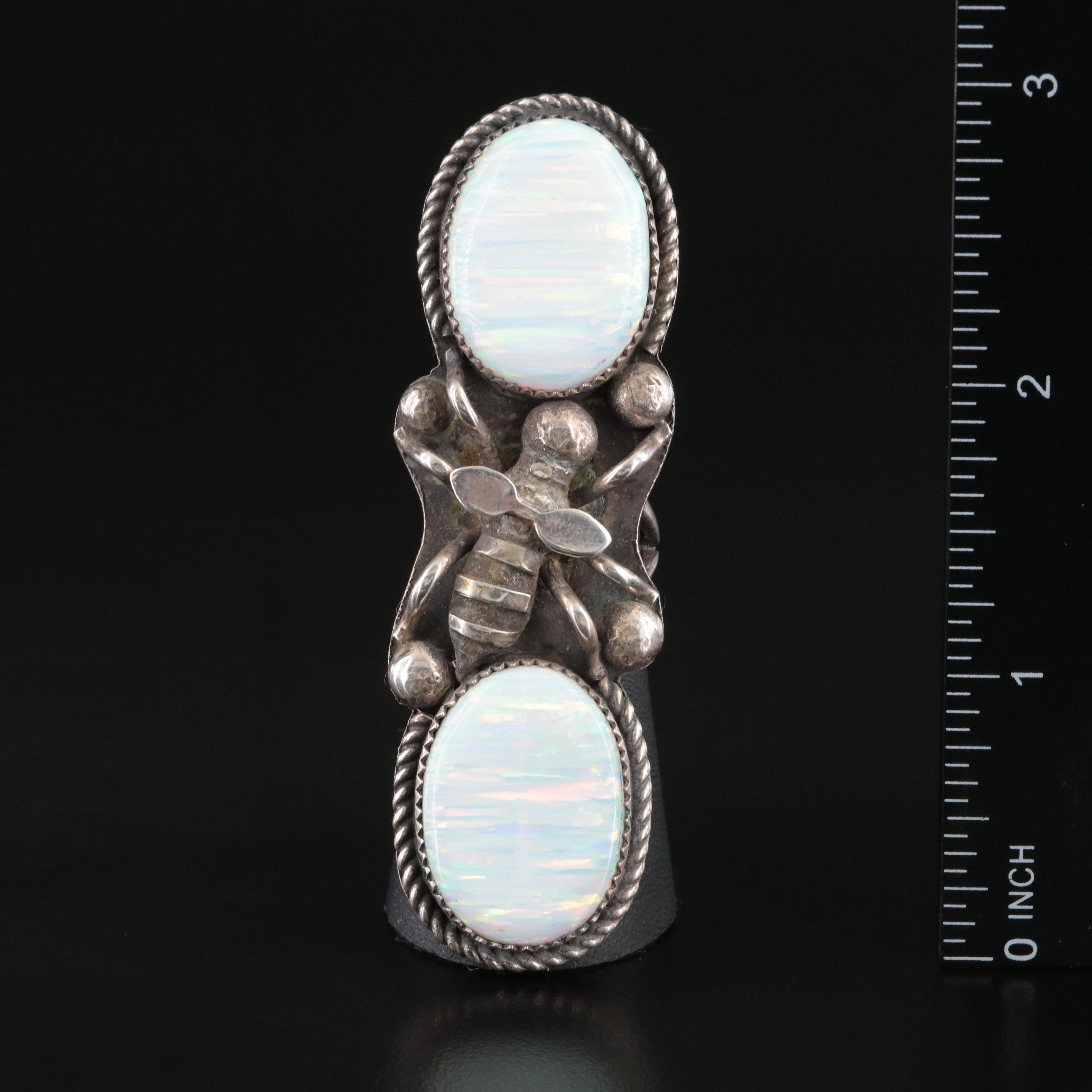 Marcus Chavez Navajo Diné Sterling Opal Bee Pointer Ring