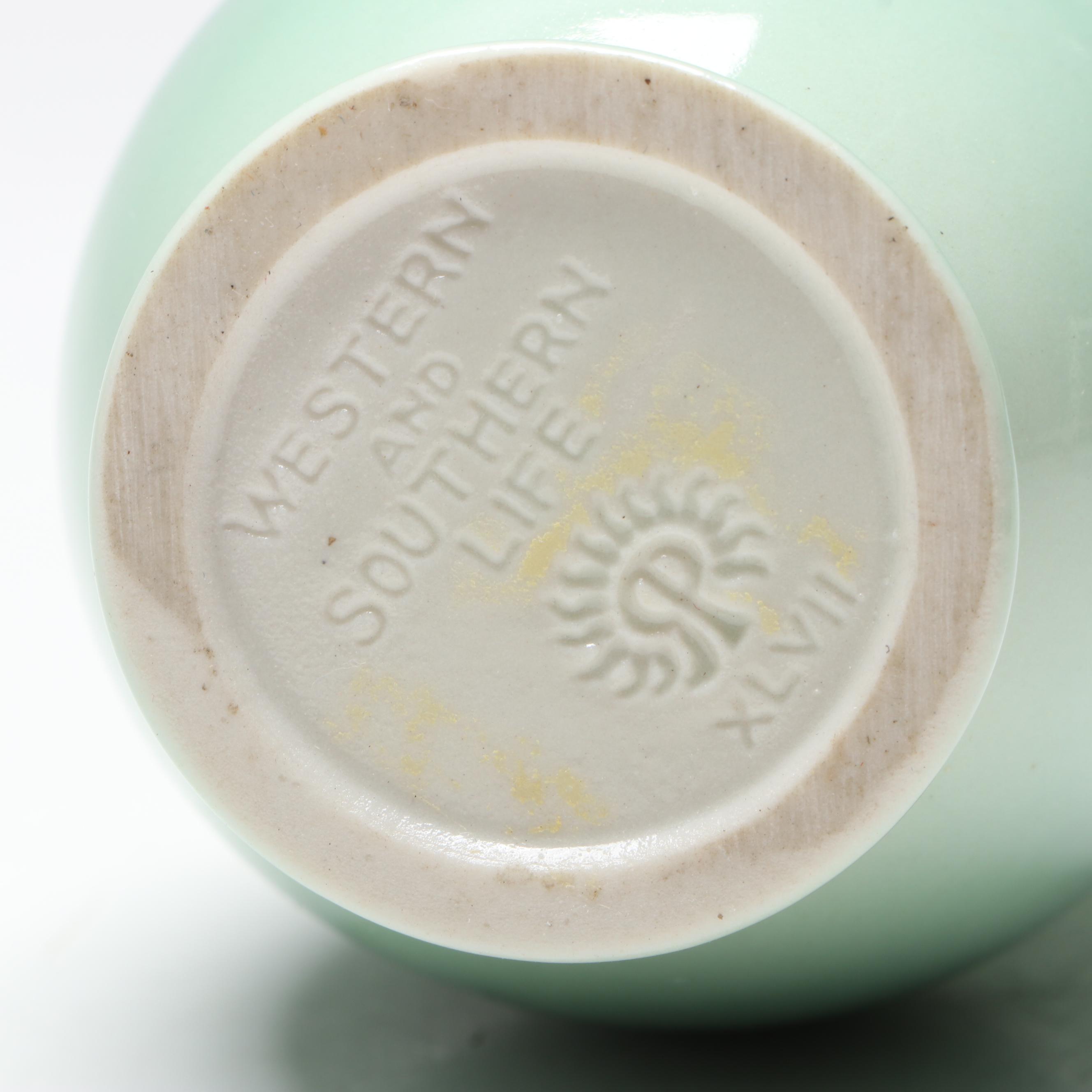 Rookwood Pottery Ruth Lyons Commemorative Green Glaze Vase, 1947