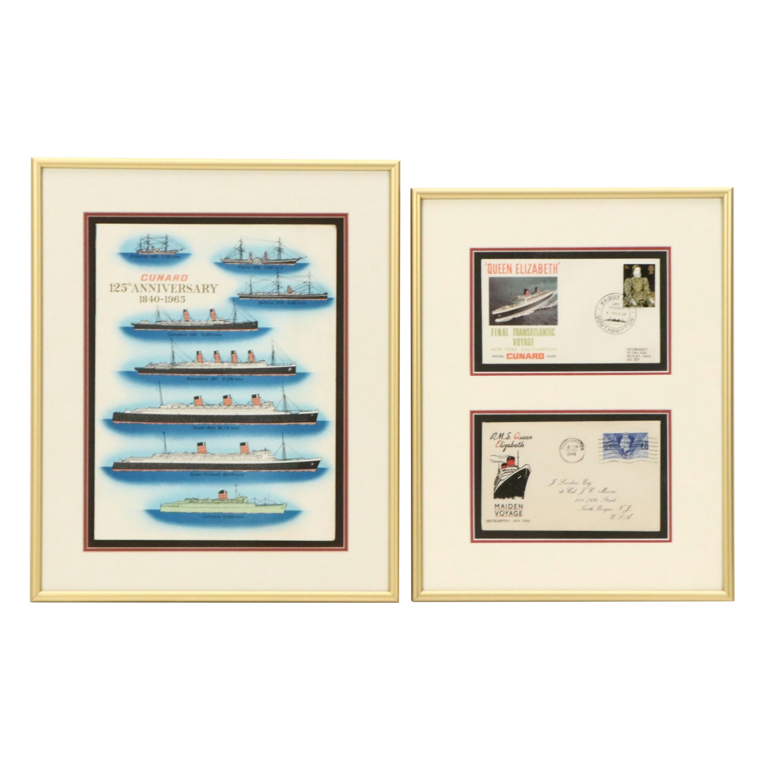 R.M.S. Queen Elizabeth Commemorative Covers, Cunard 125th Poster, More