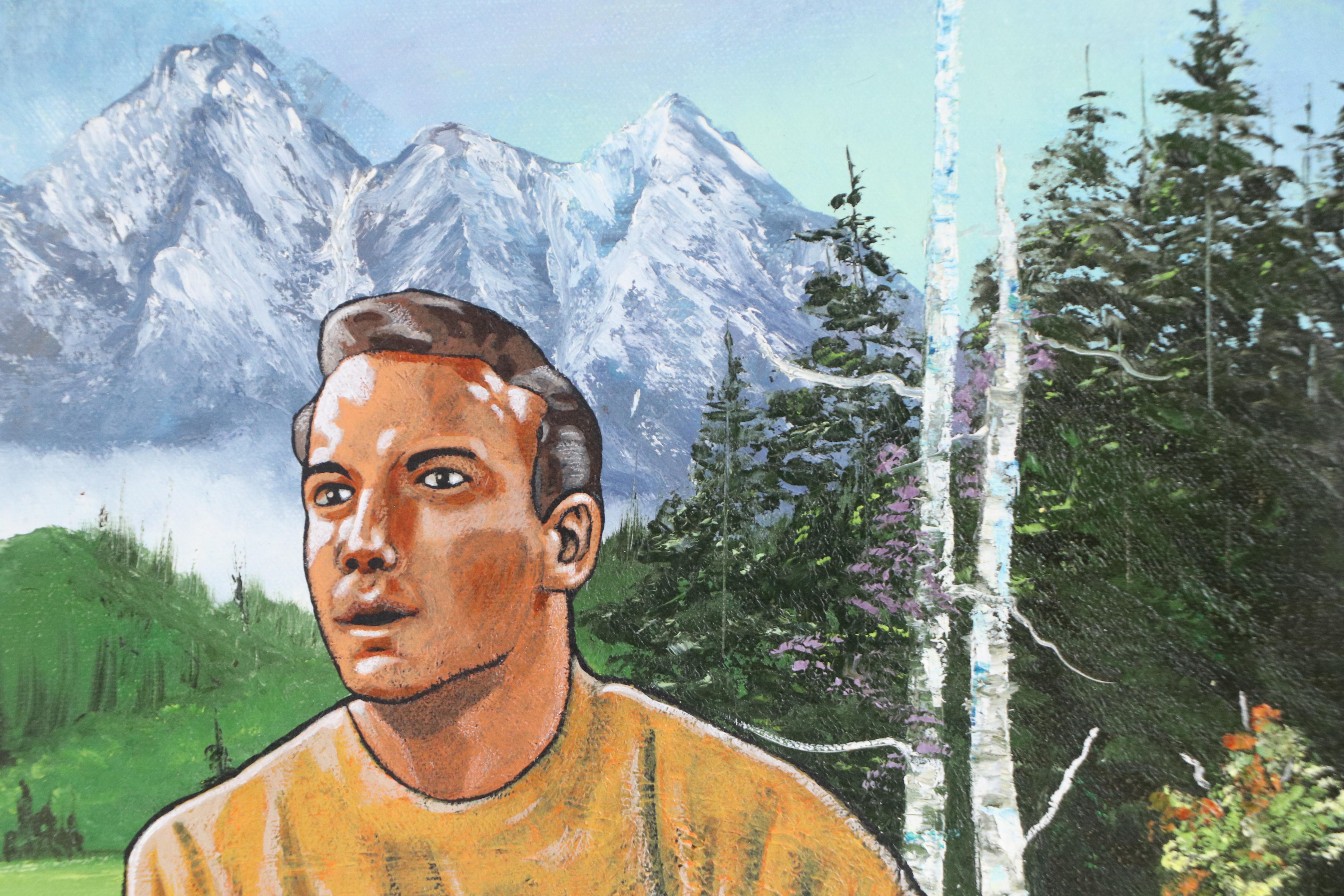 Ron Brannon Acrylic Painting of Star Trek Characters Over Found Landscape, 2025