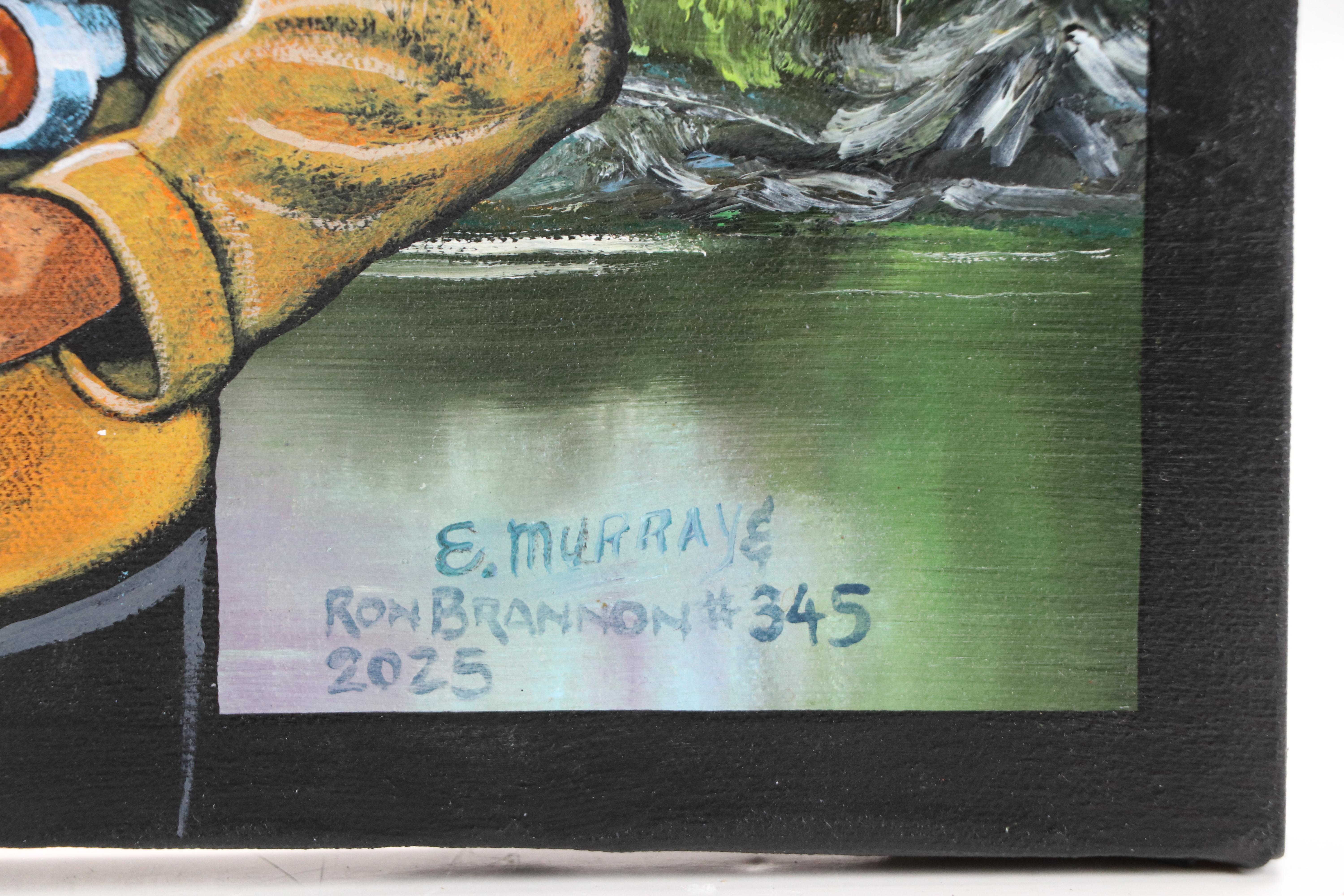 Ron Brannon Acrylic Painting of Star Trek Characters Over Found Landscape, 2025