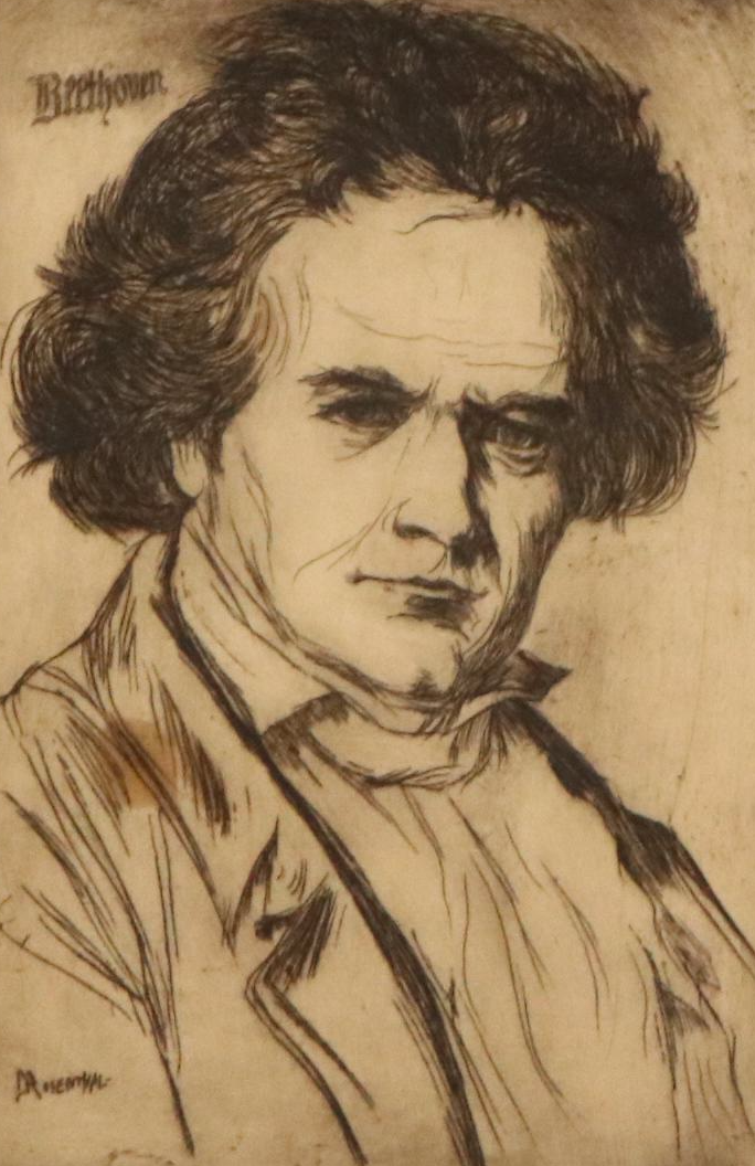 David Rosenthal Etching "Beethoven," Early 20th Century