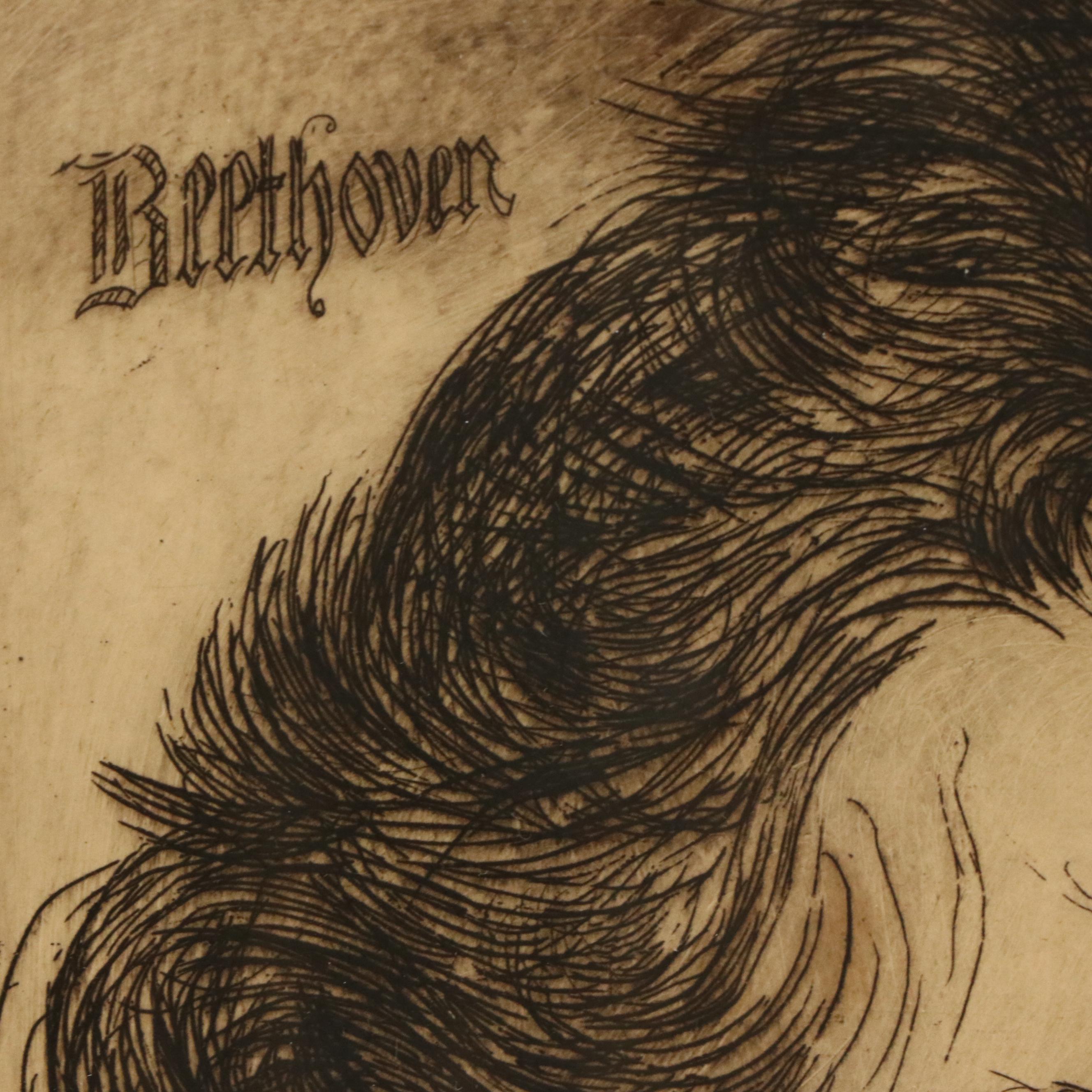 David Rosenthal Etching "Beethoven," Early 20th Century