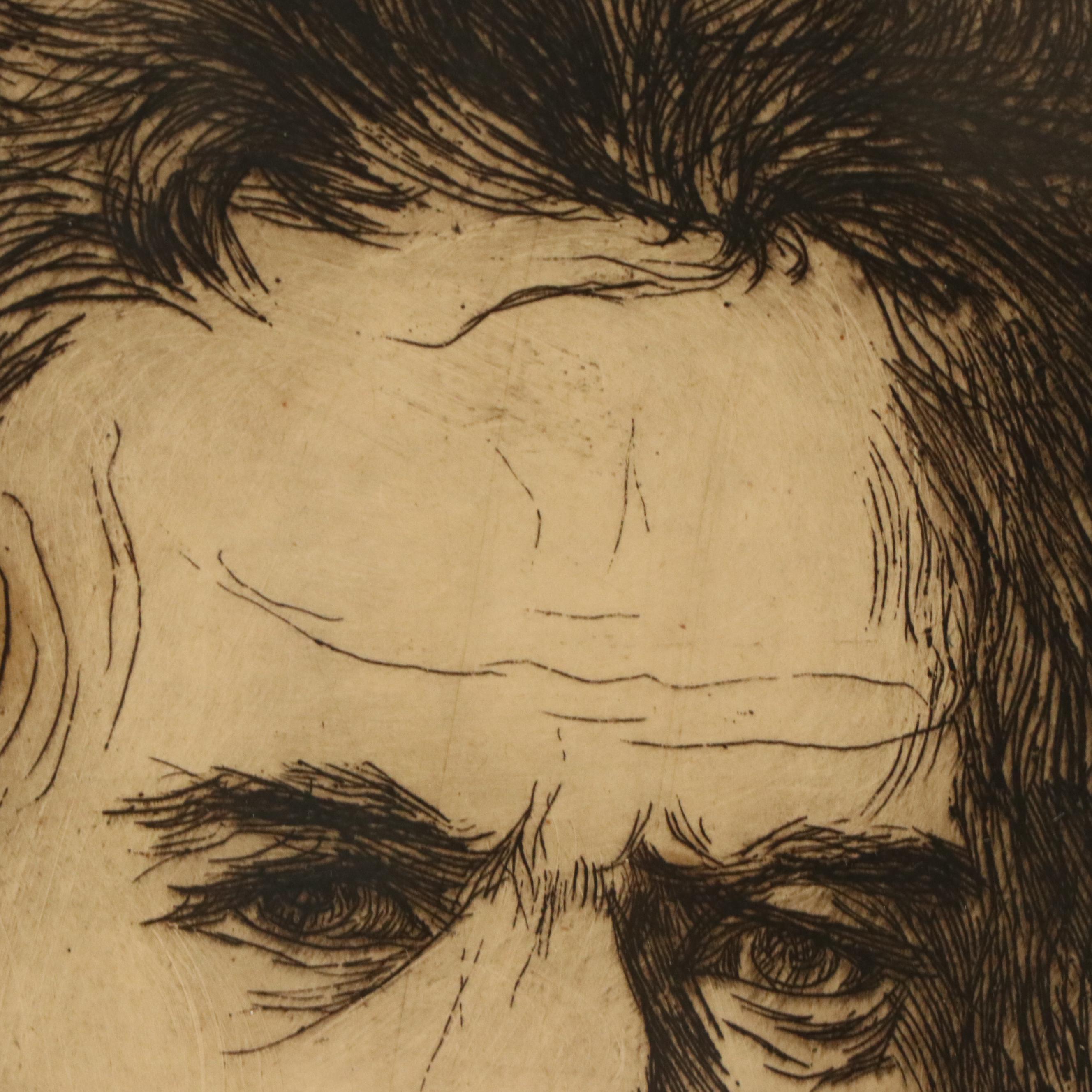 David Rosenthal Etching "Beethoven," Early 20th Century