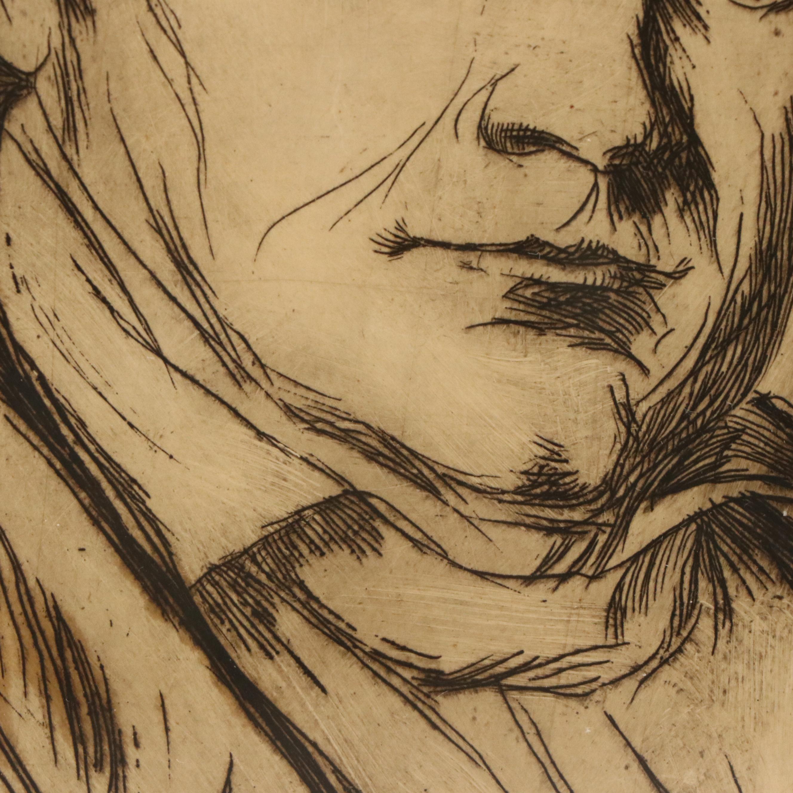 David Rosenthal Etching "Beethoven," Early 20th Century