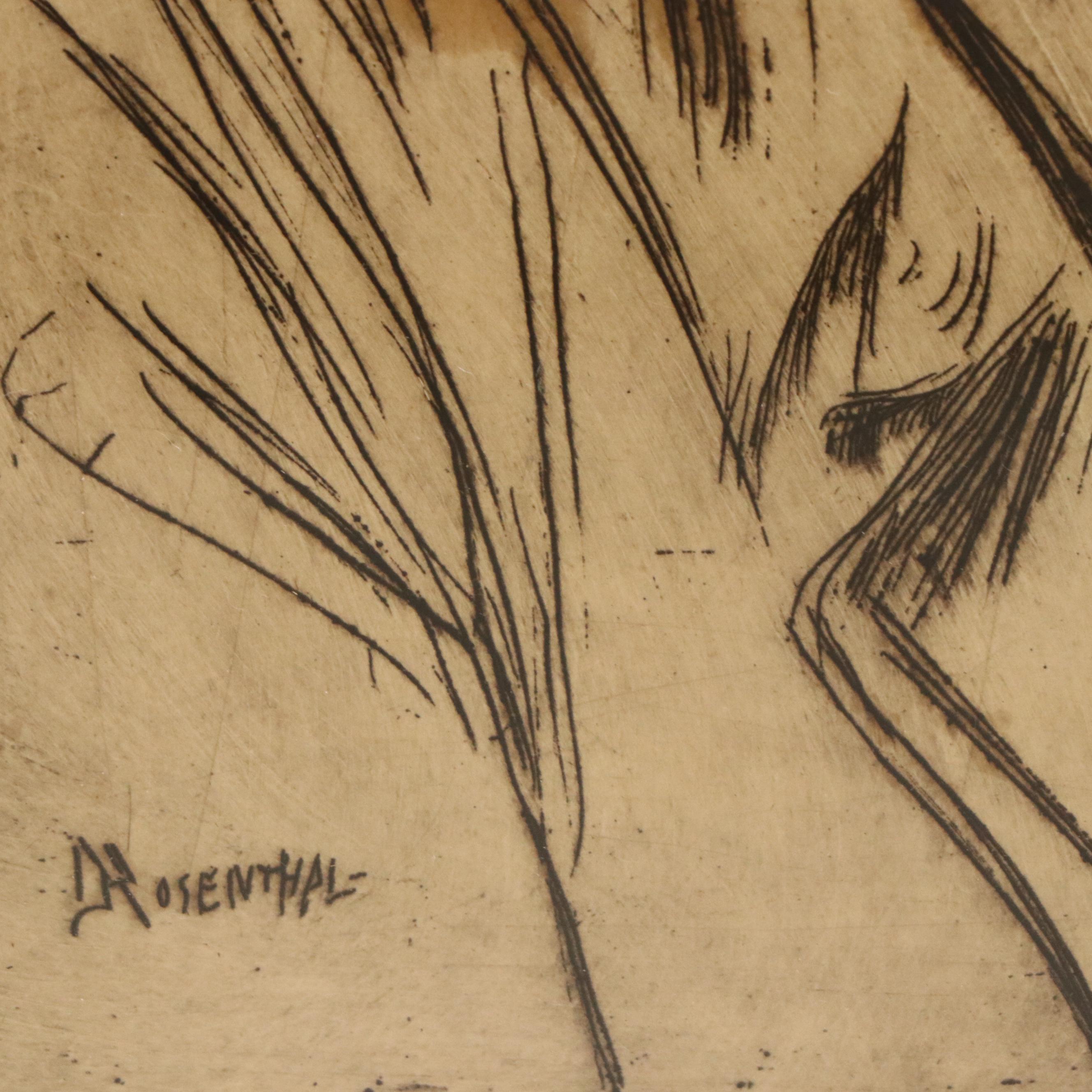 David Rosenthal Etching "Beethoven," Early 20th Century