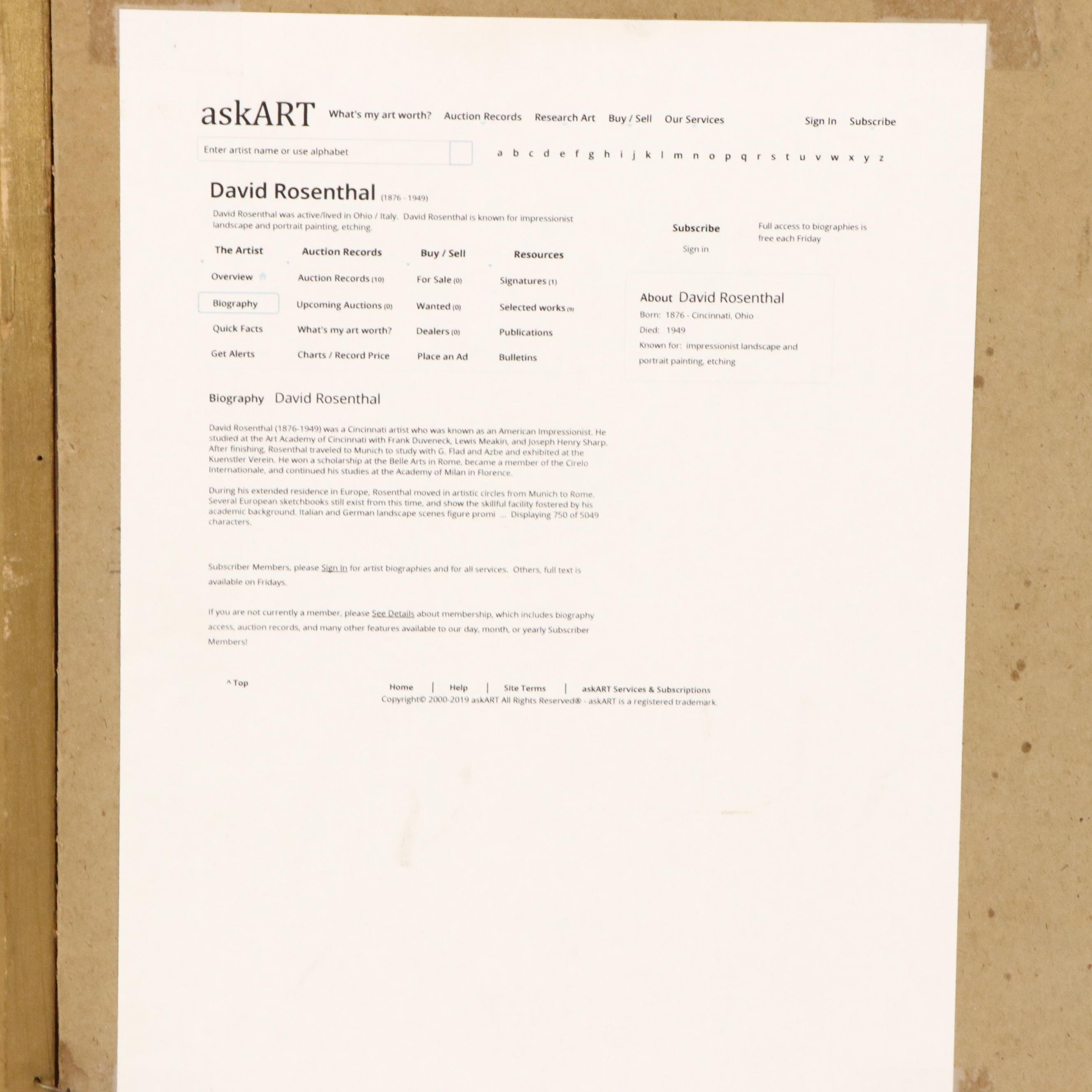 David Rosenthal Etching "Beethoven," Early 20th Century