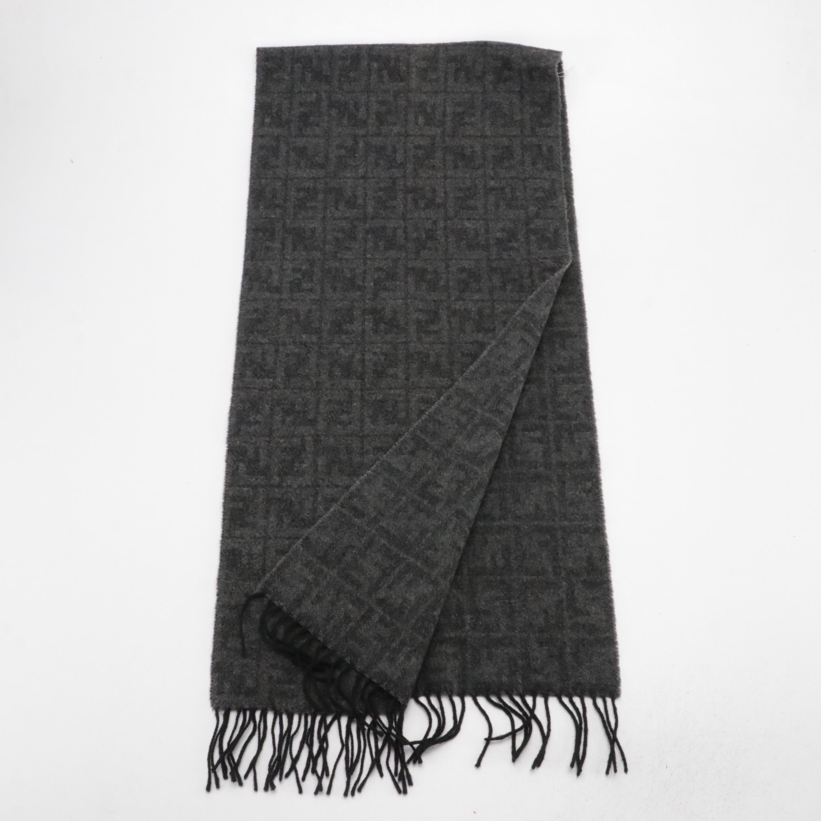 Fendi FF Logo Wool Fringe Scarf