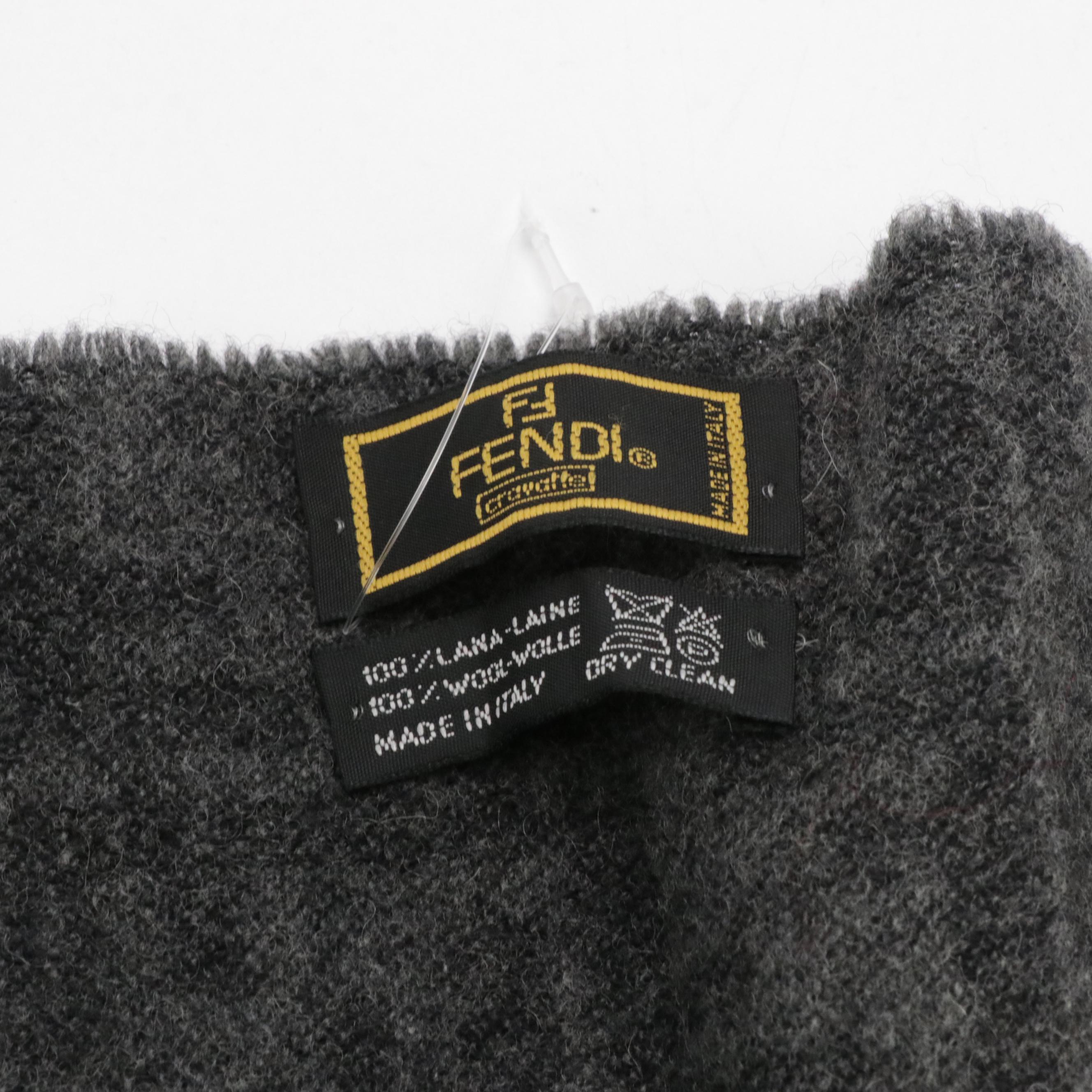 Fendi FF Logo Wool Fringe Scarf