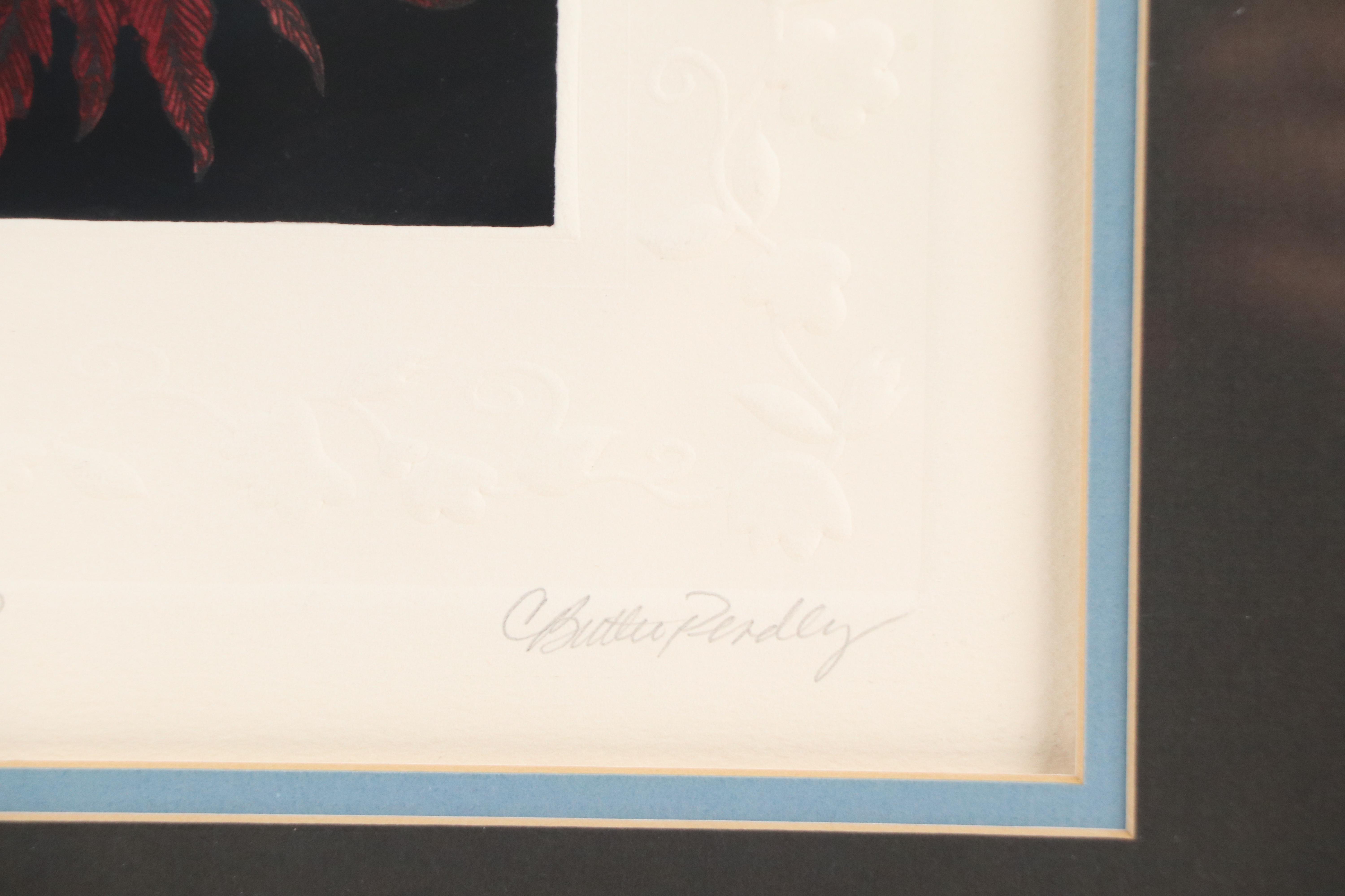 C. Butler Pendley Hand-Colored Etching of Exotic Bird