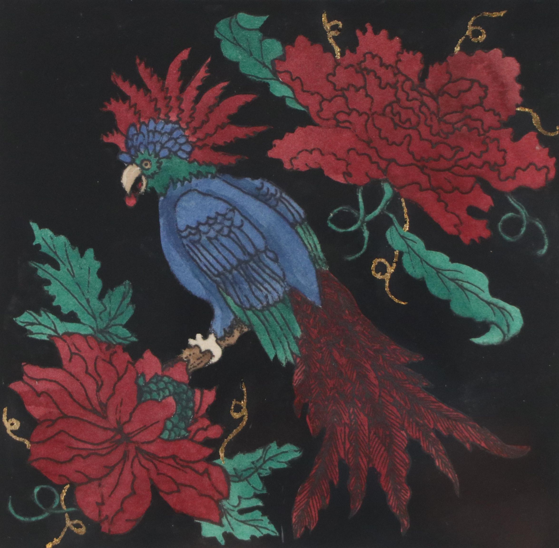 C. Butler Pendley Hand-Colored Etching of Exotic Bird