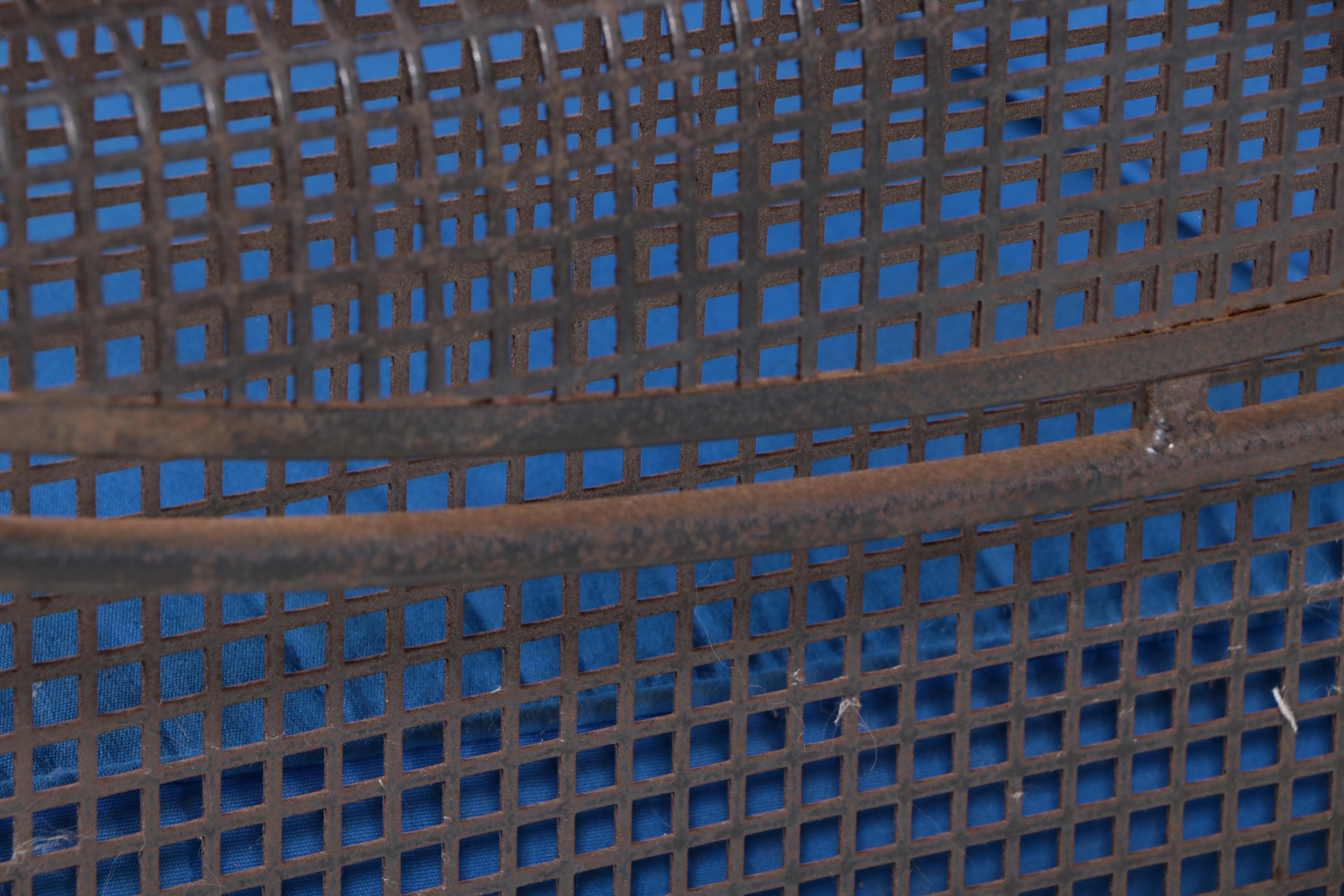 Russell Woodard Metal Mesh Glider Sofa with Blue Cushions