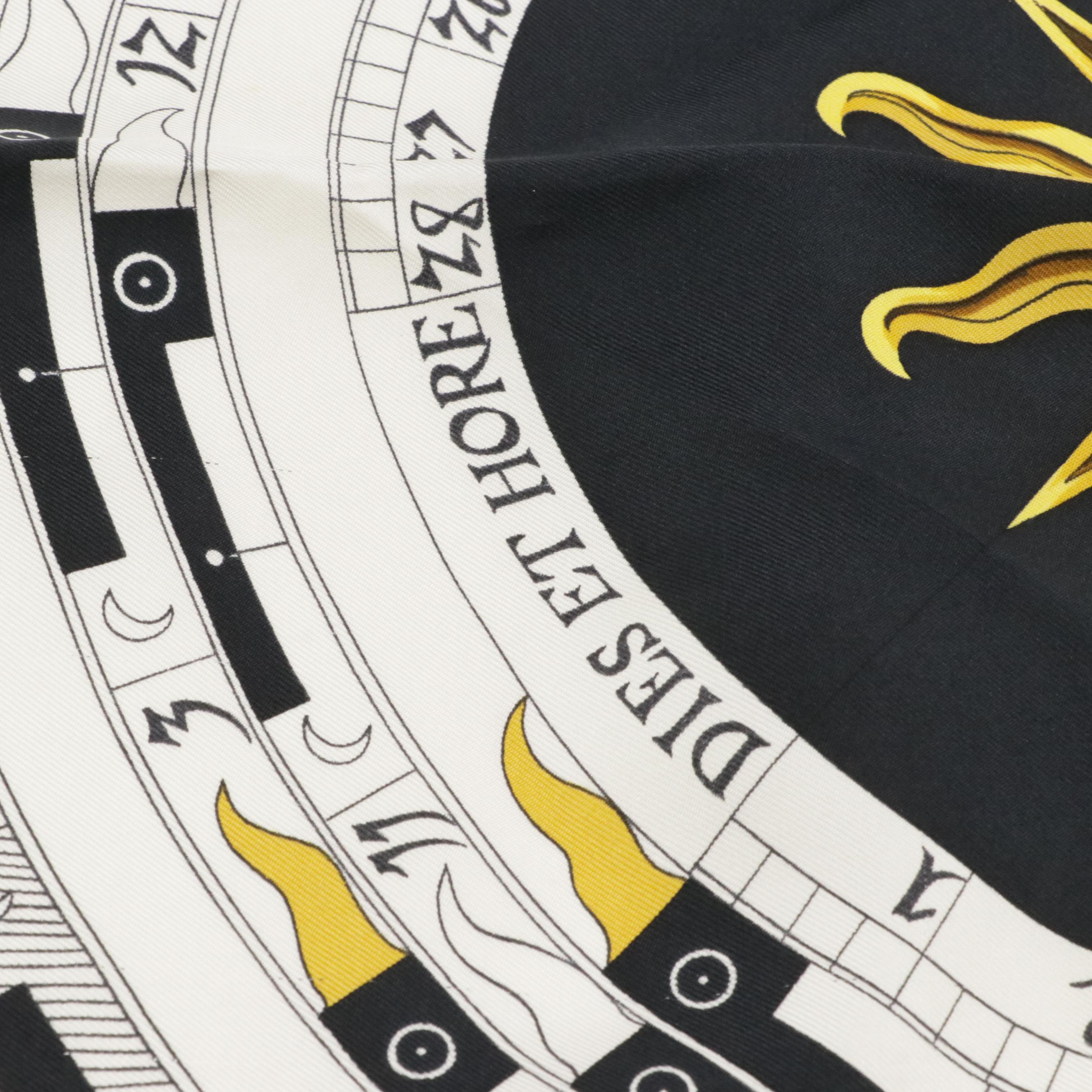 Hermès "Dies Et Hore" Scarf 90 in Silk Twill