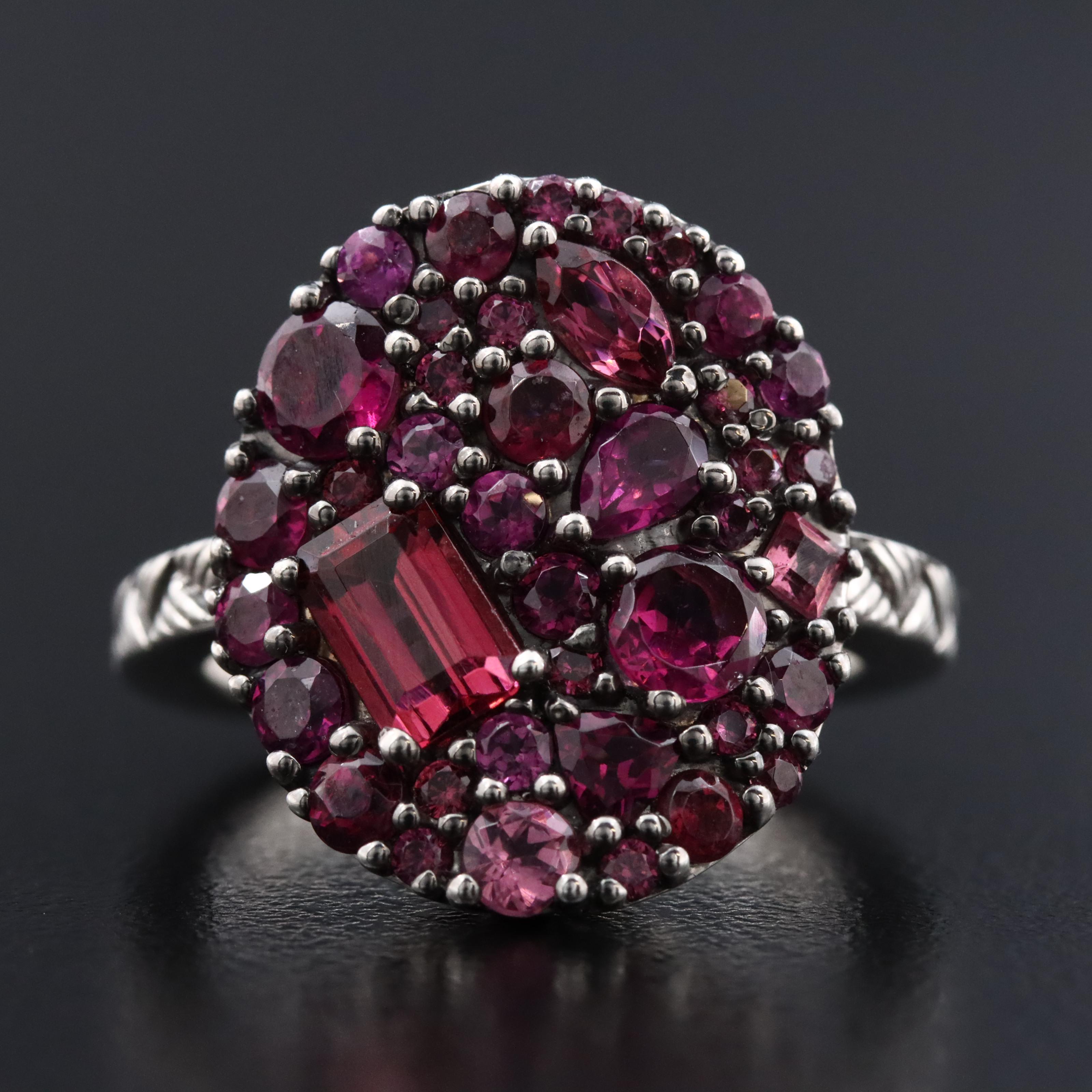 Stephen Dweck Sterling Rhodolite Garnet Cluster Ring