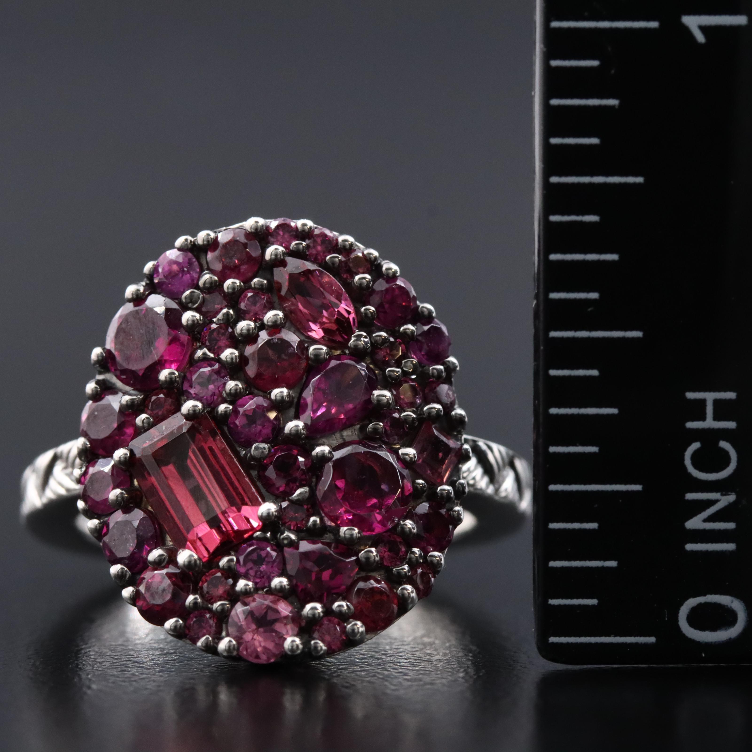 Stephen Dweck Sterling Rhodolite Garnet Cluster Ring