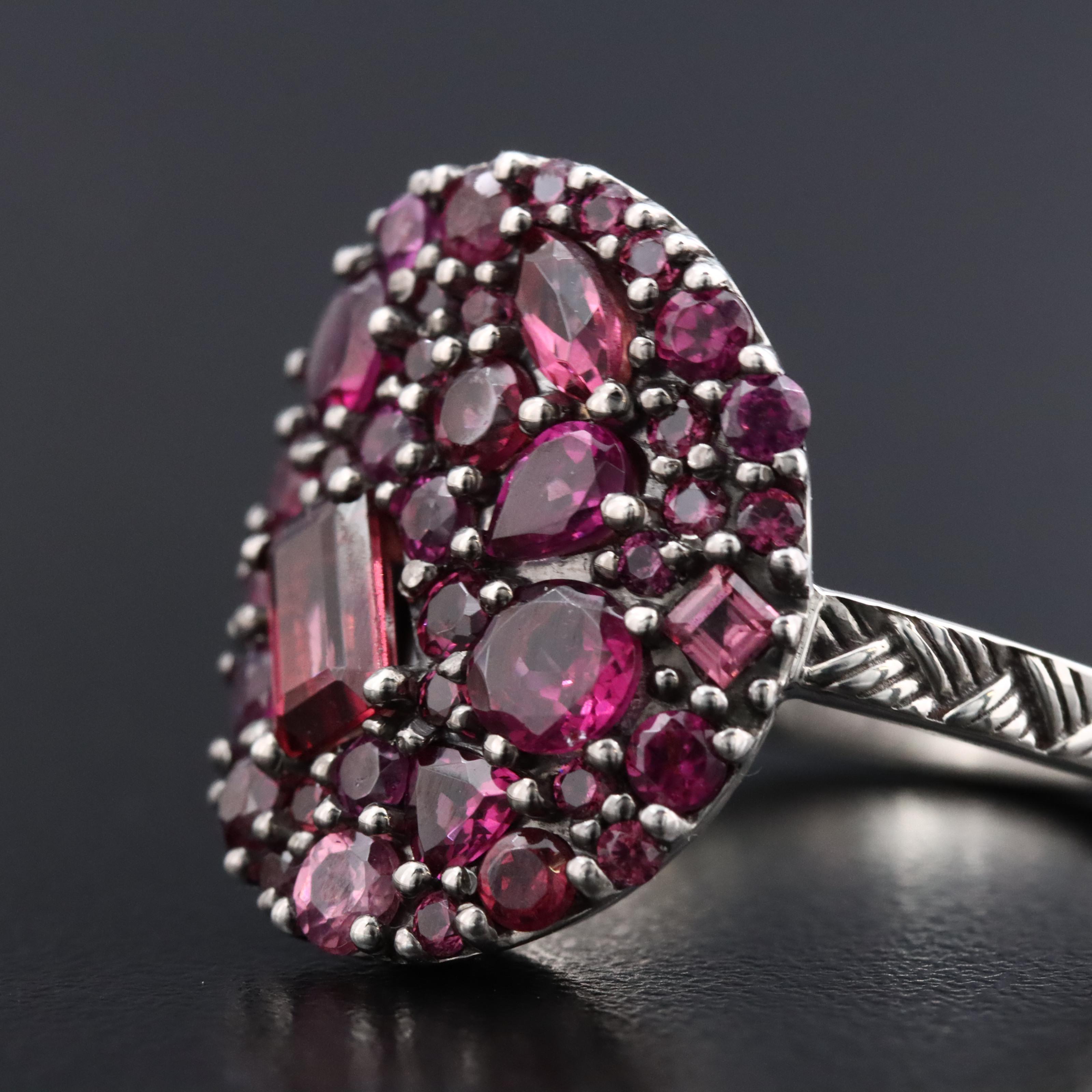 Stephen Dweck Sterling Rhodolite Garnet Cluster Ring