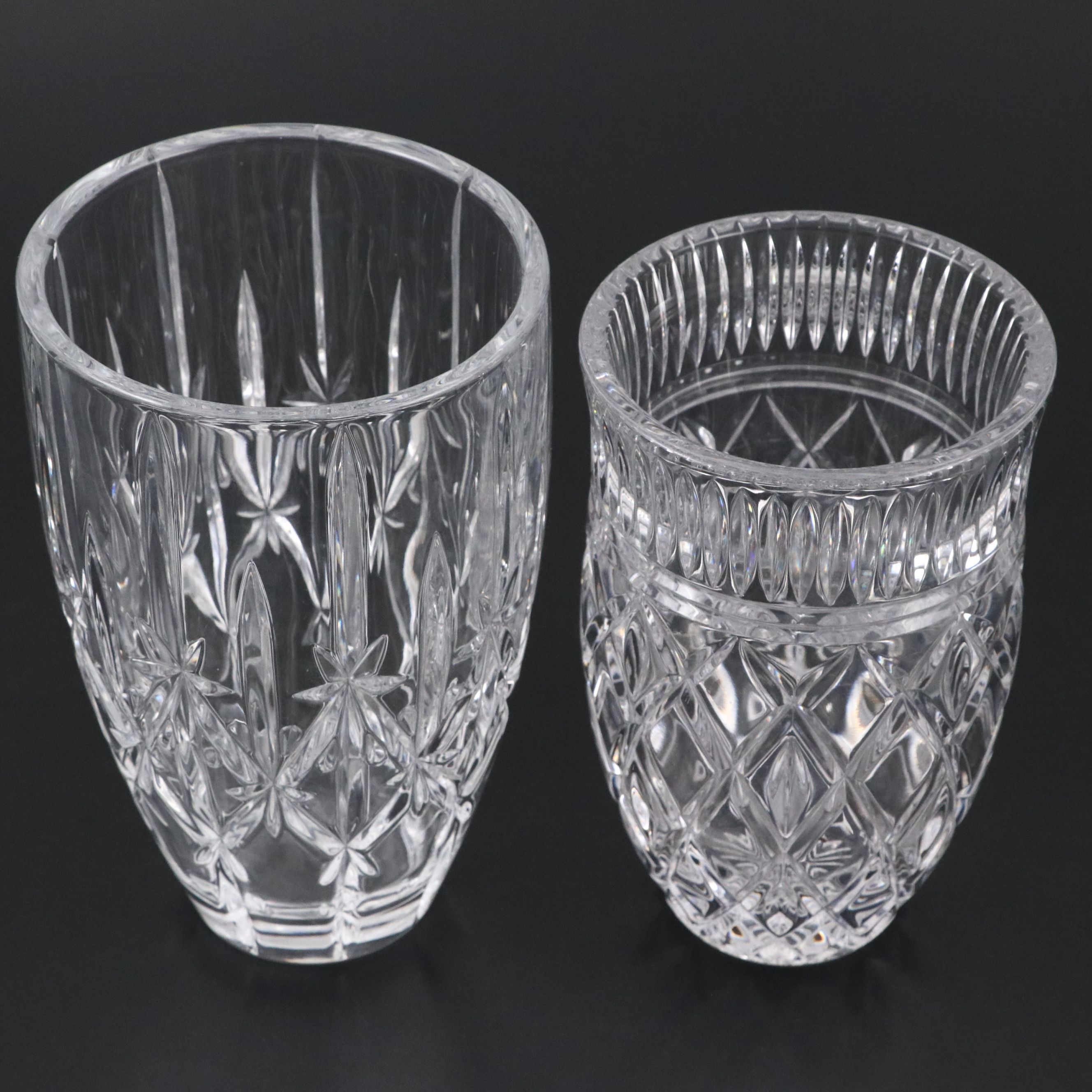 Waterford "Eastbridge"and  Marquis "Sparkle" Vases with Fostoria Cake Server