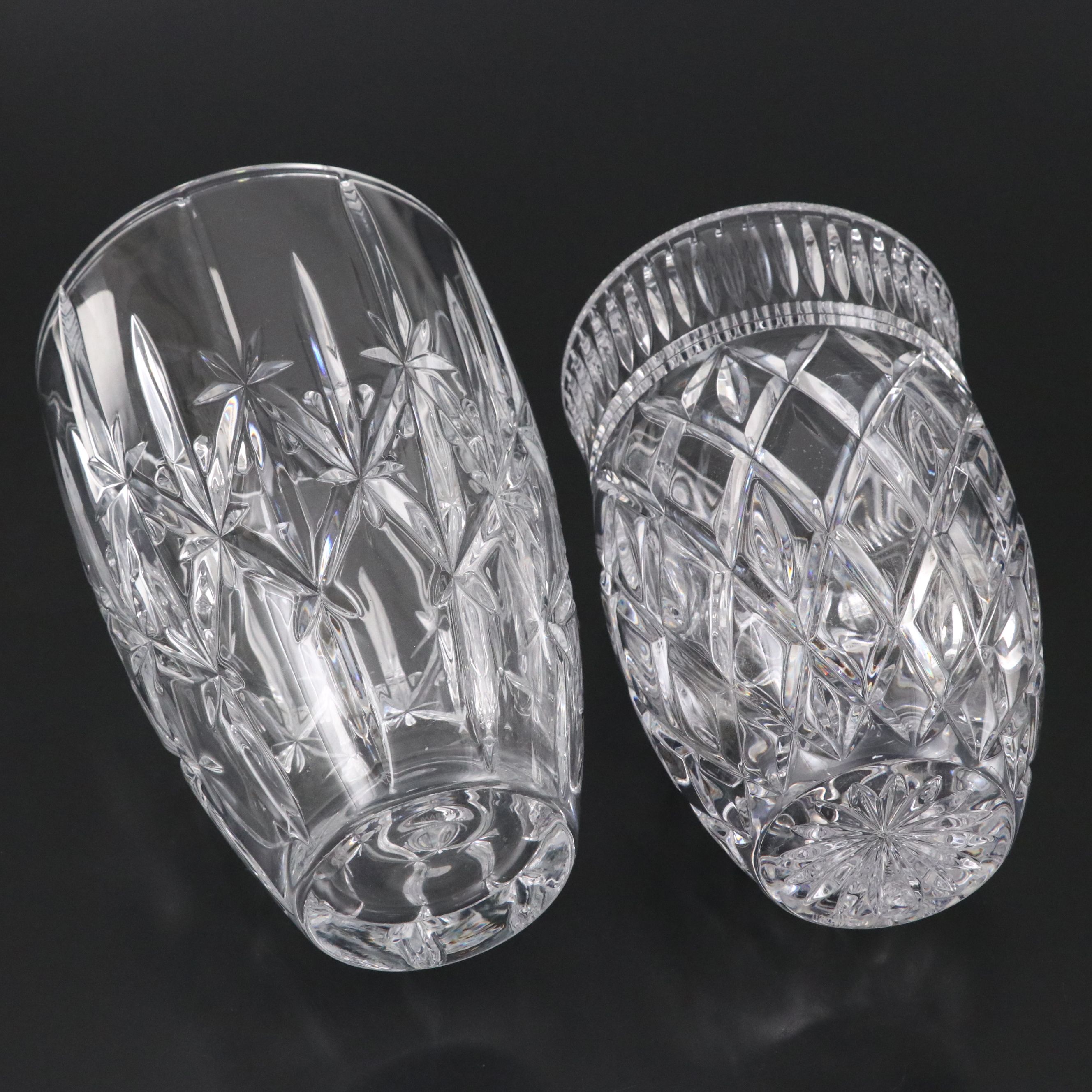 Waterford "Eastbridge"and  Marquis "Sparkle" Vases with Fostoria Cake Server