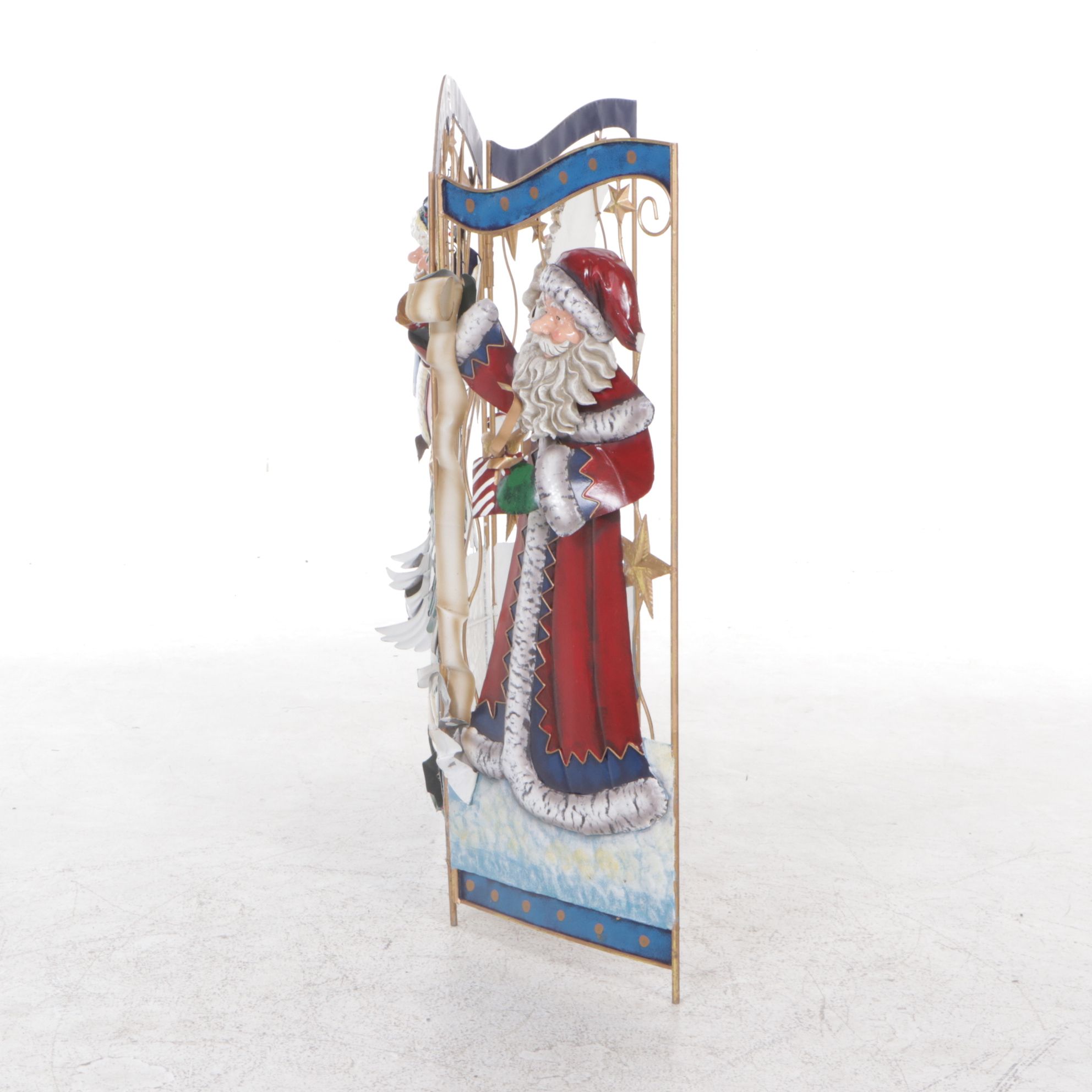 Santa Claus Three-Panel Folding Screen