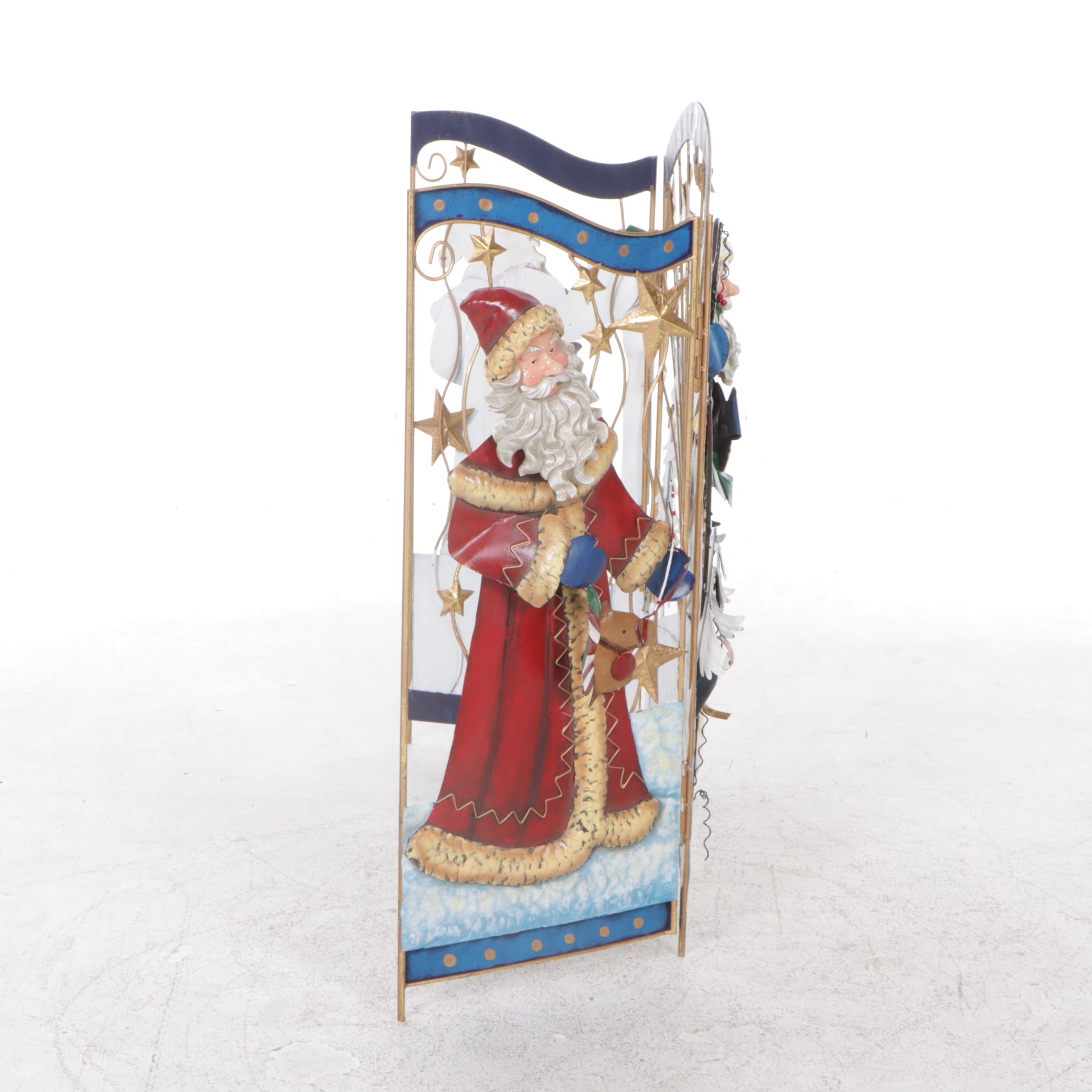 Santa Claus Three-Panel Folding Screen