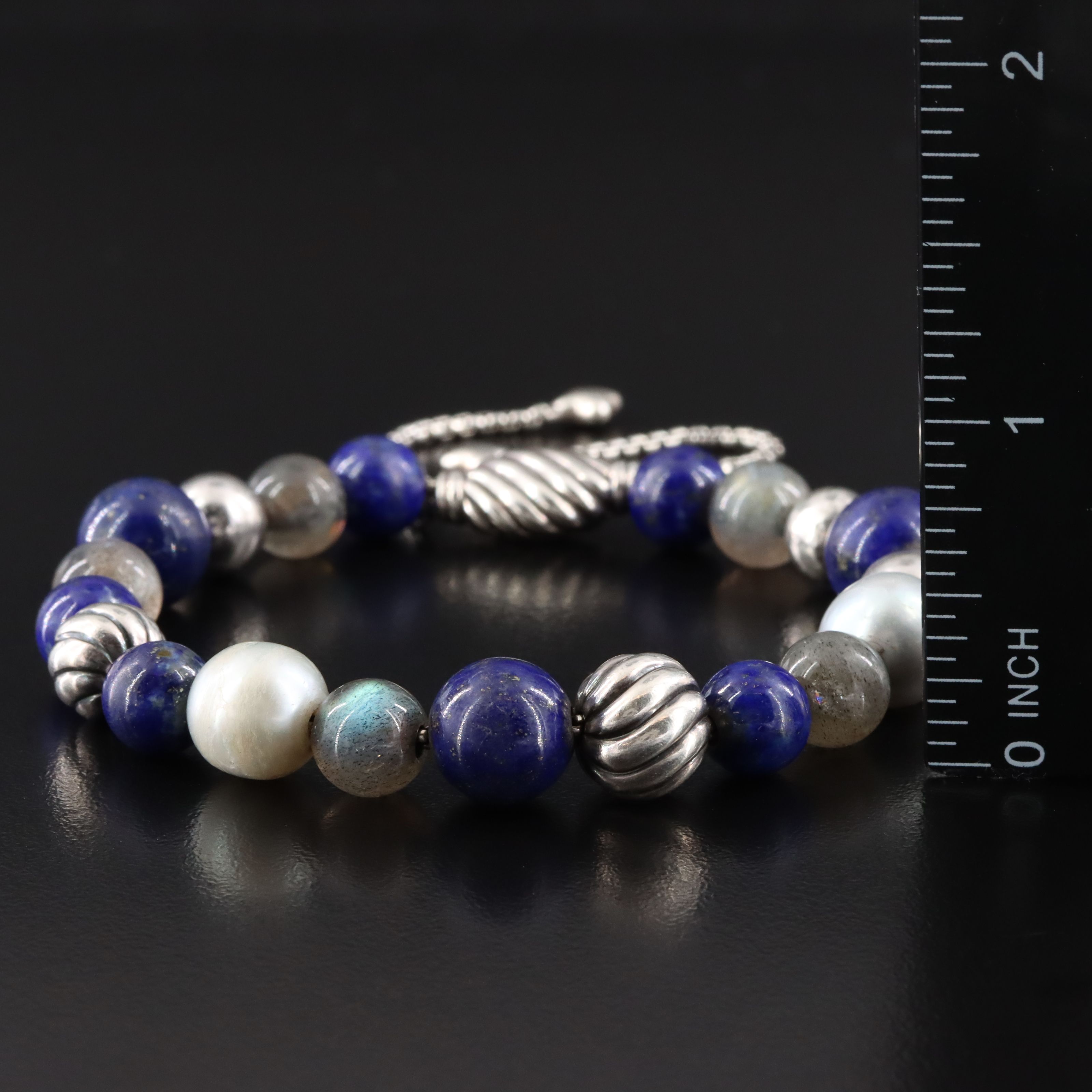 David Yurman Spiritual Beads Sterling Gemstone Bracelet Including Lapis