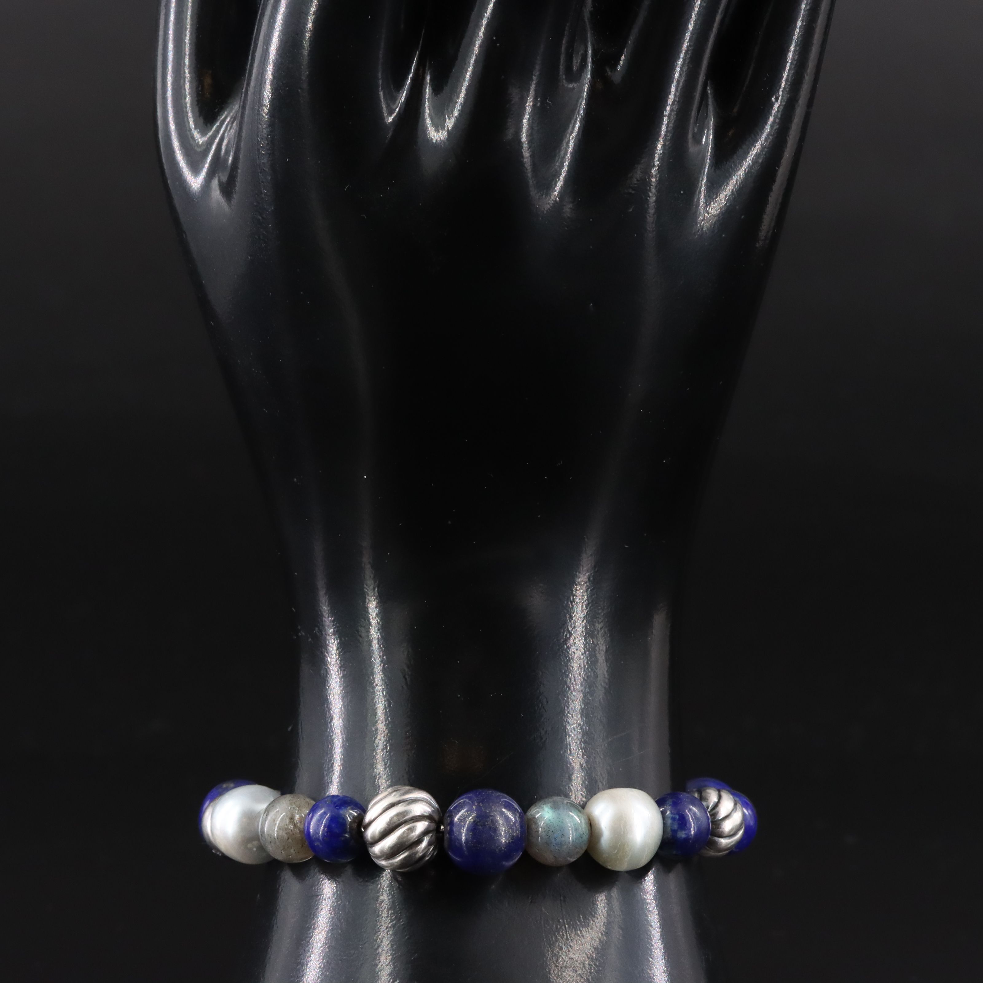 David Yurman Spiritual Beads Sterling Gemstone Bracelet Including Lapis