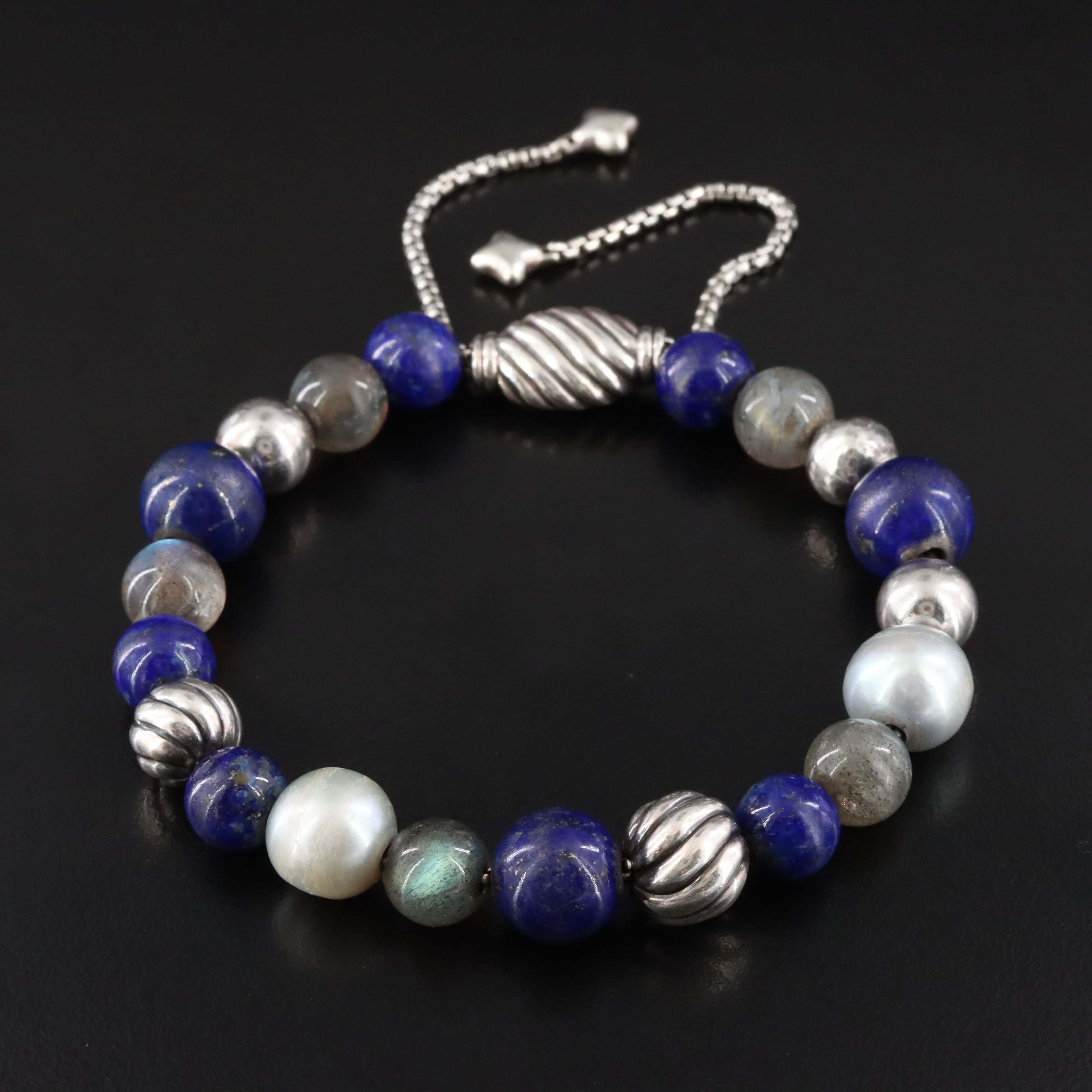 David Yurman Spiritual Beads Sterling Gemstone Bracelet Including Lapis