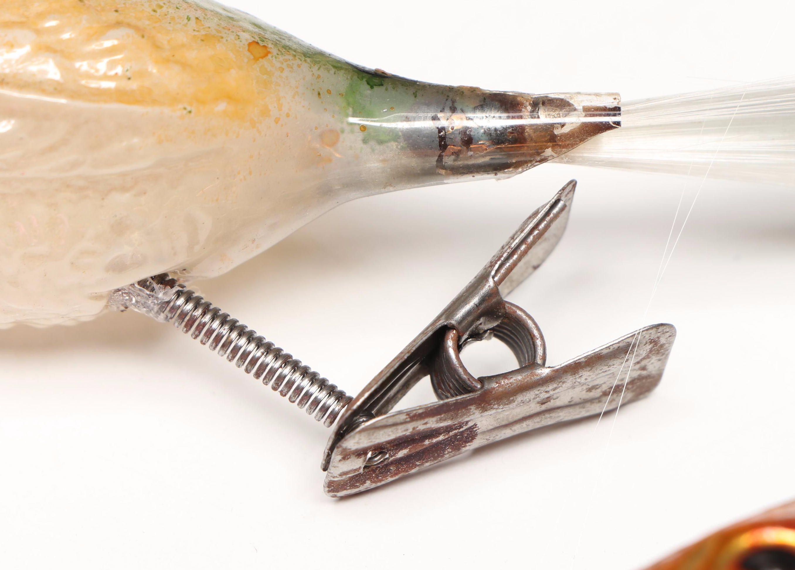 Vintage German Mercury Glass Bird Clip-On and Fish Ornaments