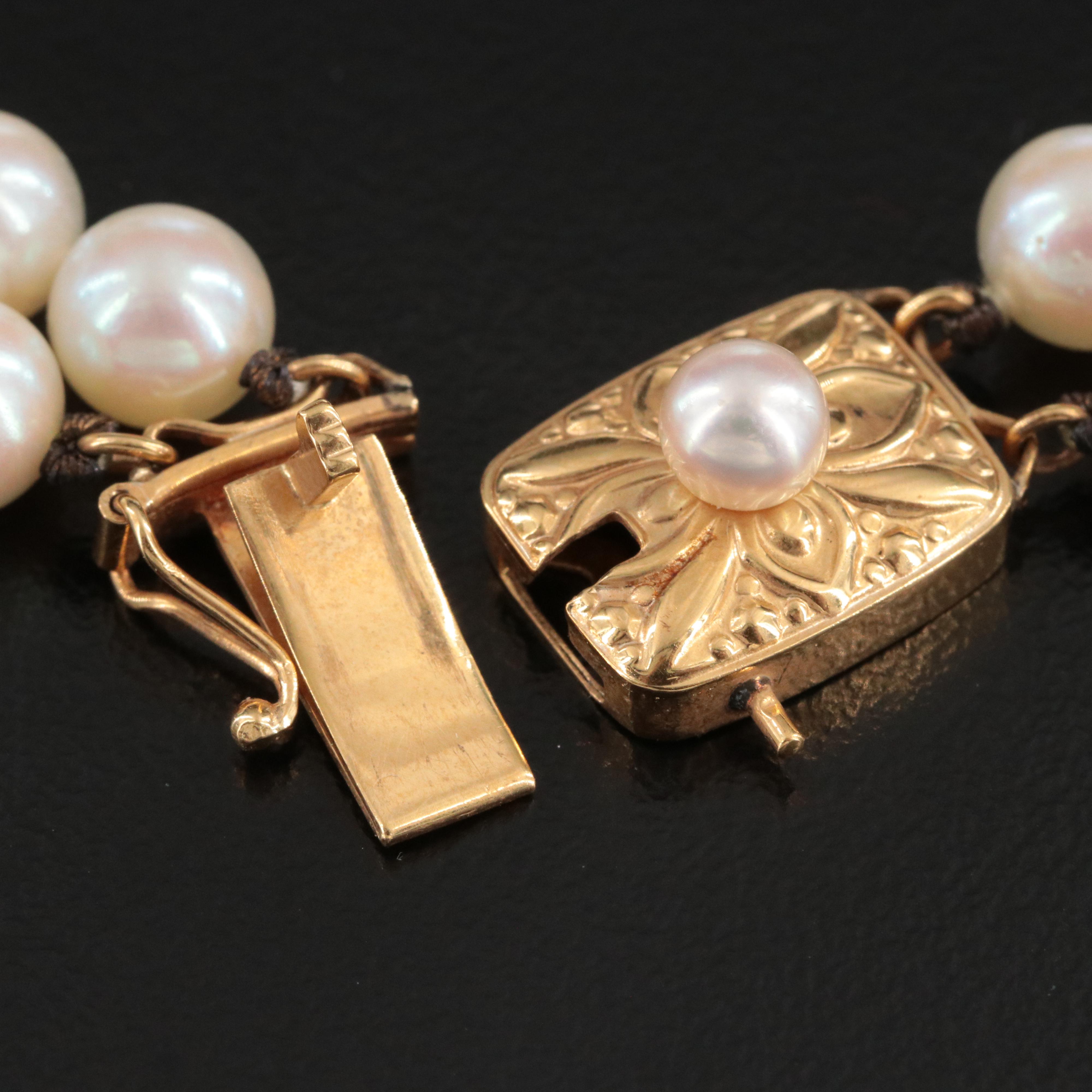 Mikimoto Double Row Pearl Bracelet with 18K Clasp