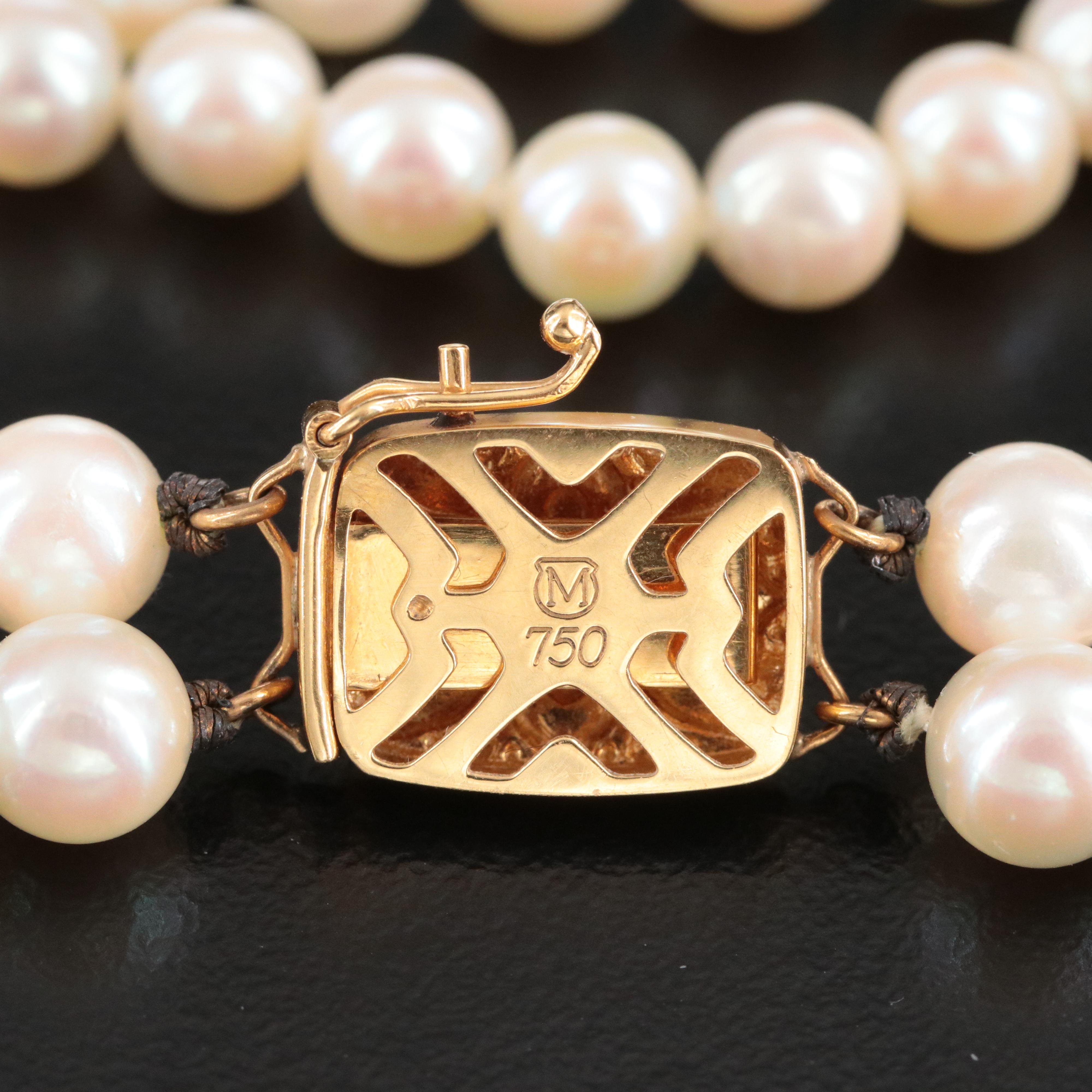 Mikimoto Double Row Pearl Bracelet with 18K Clasp