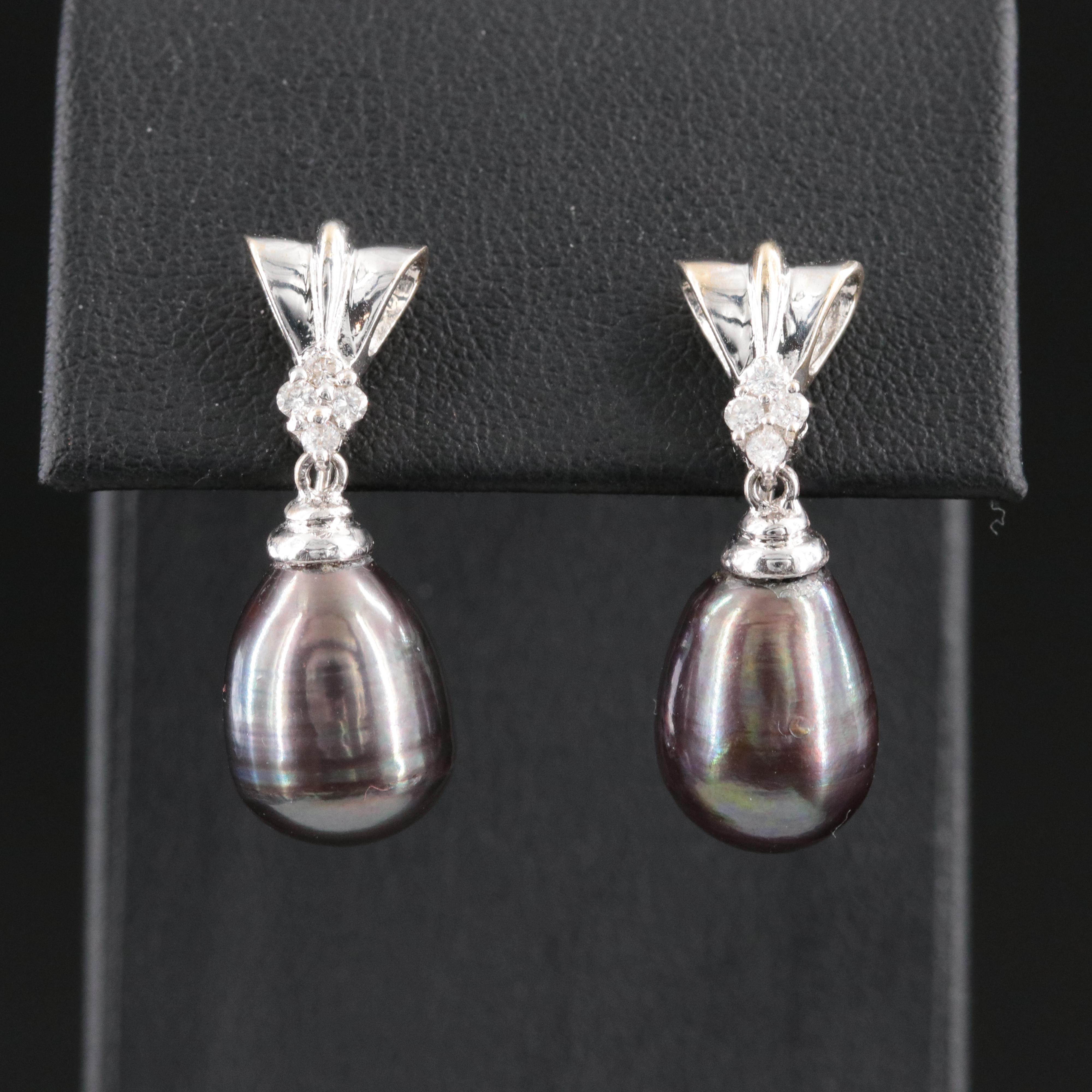 14K Pearl and Diamond Earrings