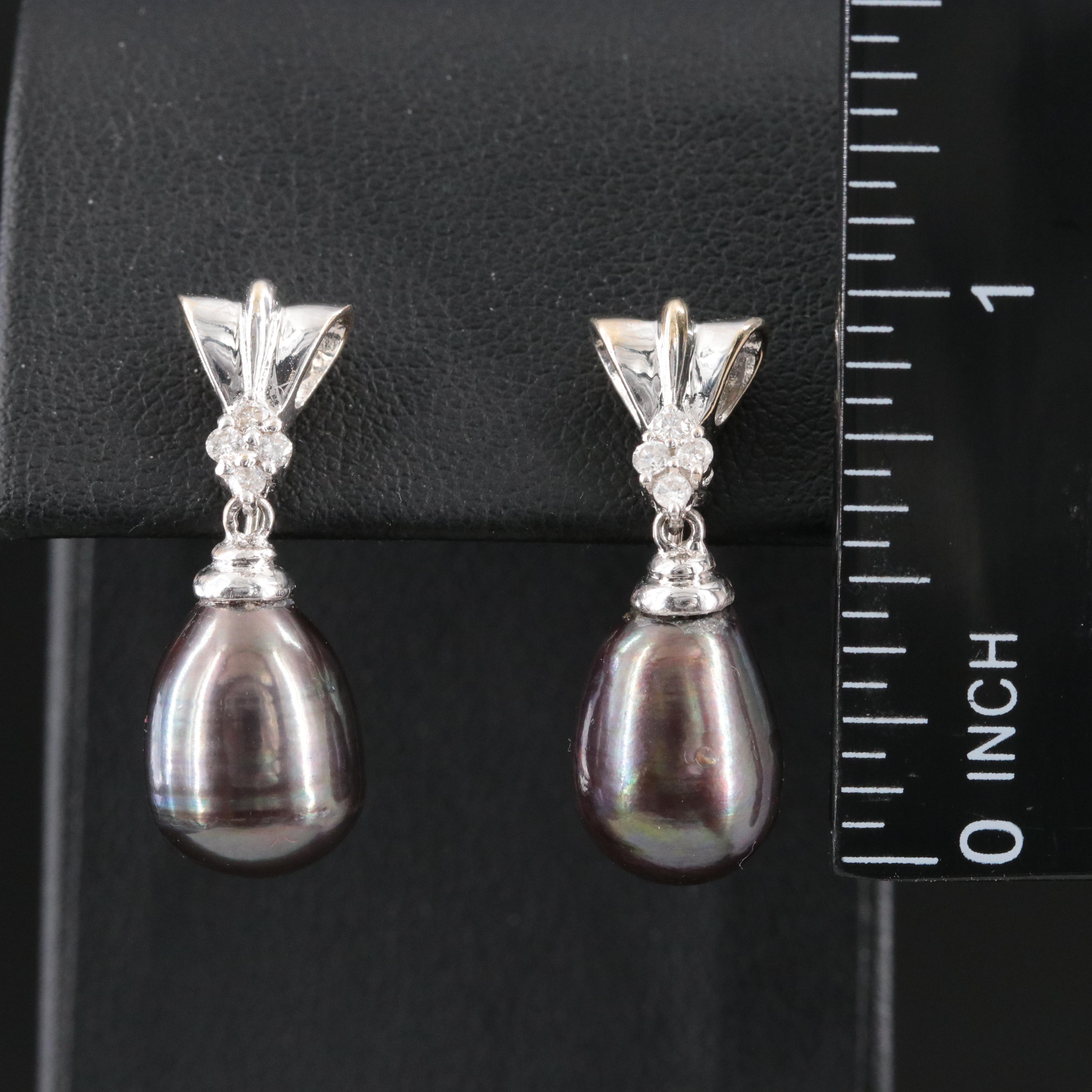 14K Pearl and Diamond Earrings