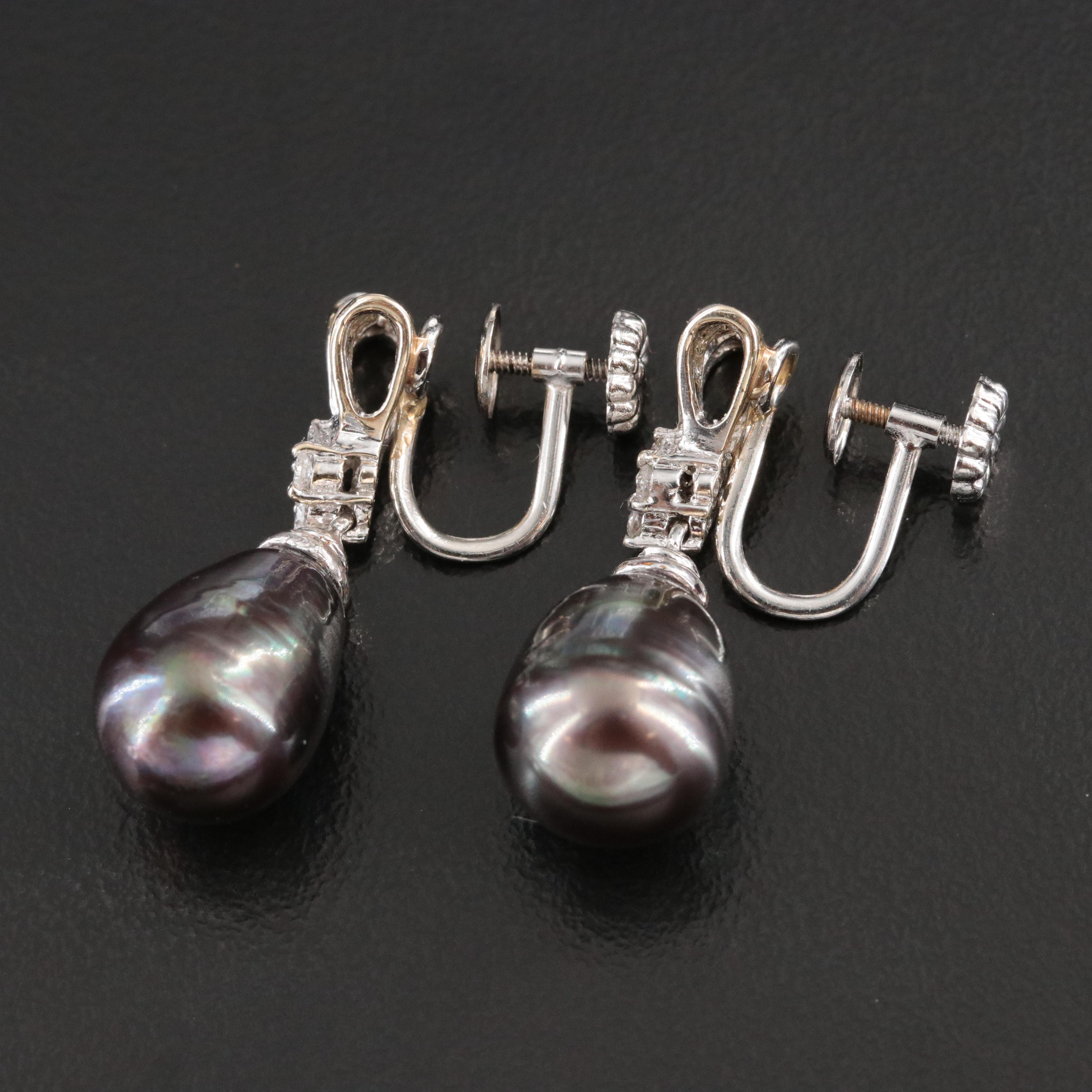14K Pearl and Diamond Earrings