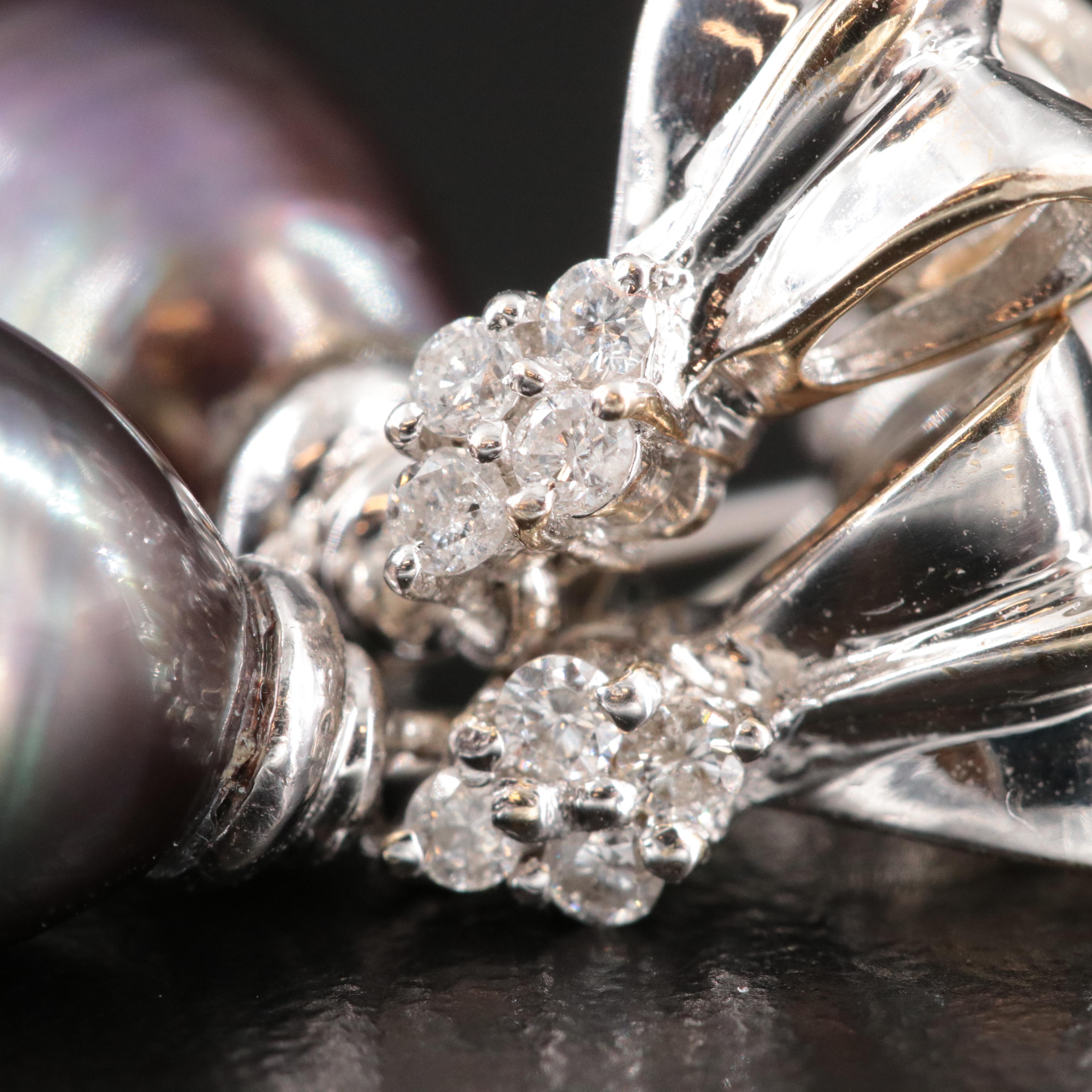 14K Pearl and Diamond Earrings