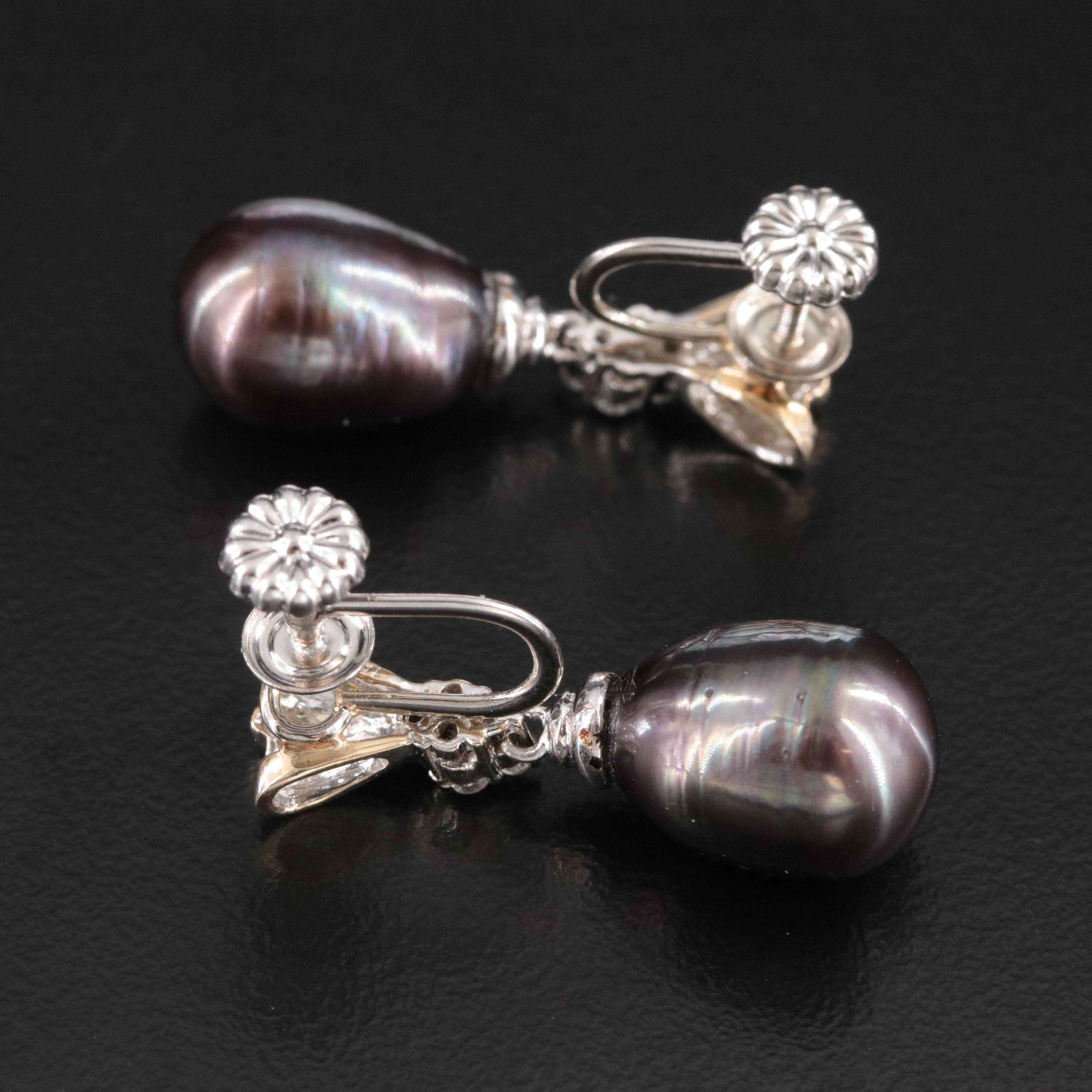 14K Pearl and Diamond Earrings