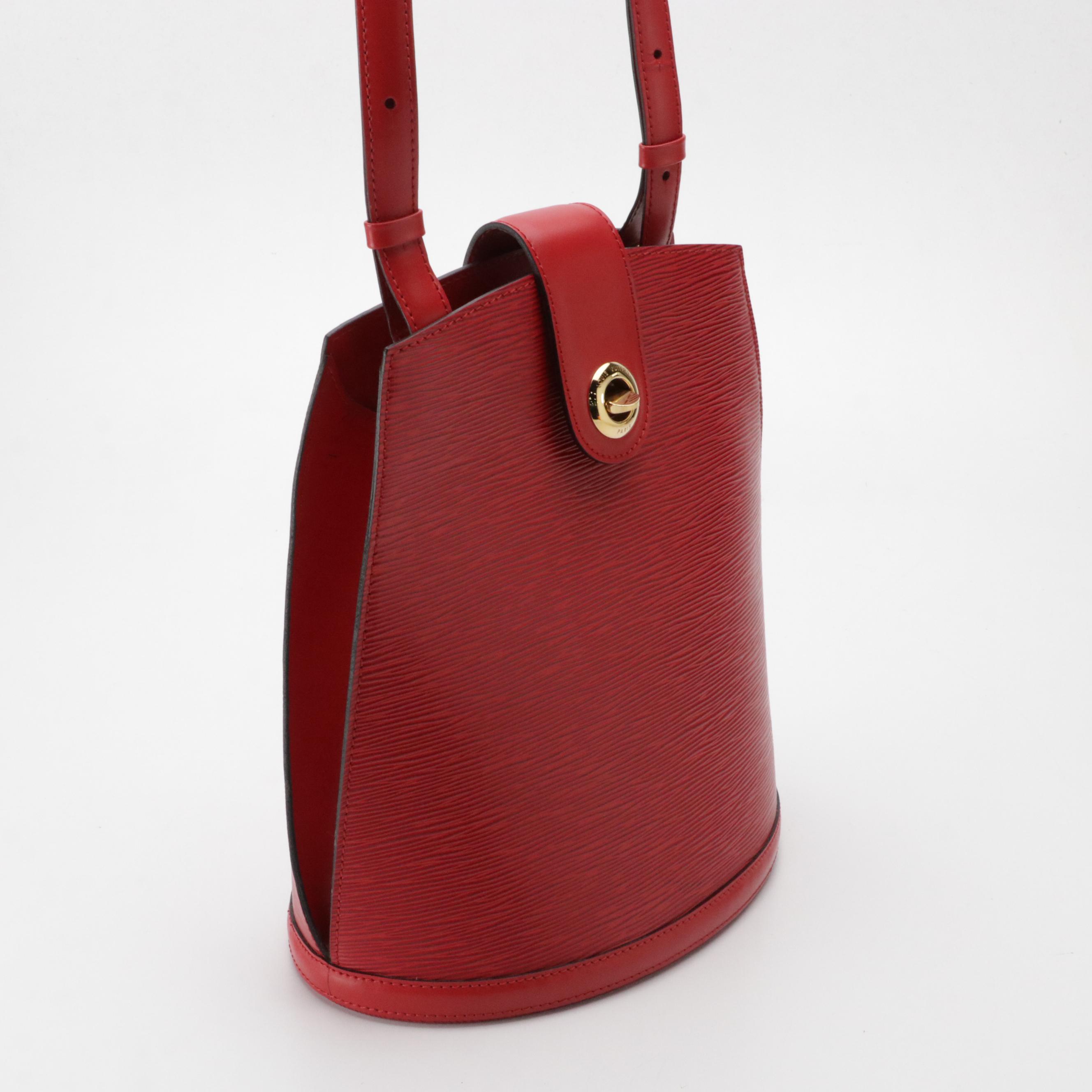 Louis Vuitton Cluny Shoulder Bag in Castilian Red Epi and Smooth Leather