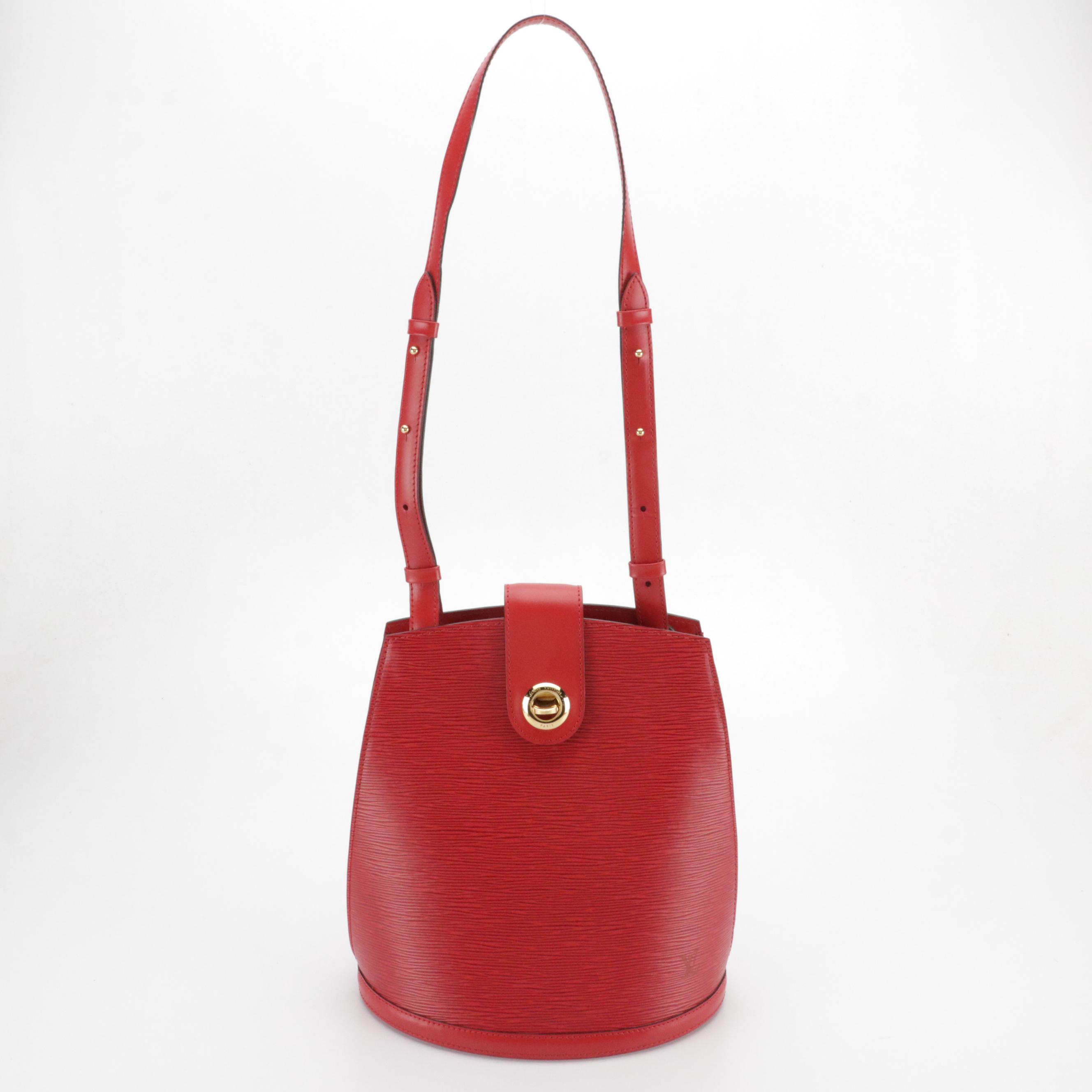 Louis Vuitton Cluny Shoulder Bag in Castilian Red Epi and Smooth Leather