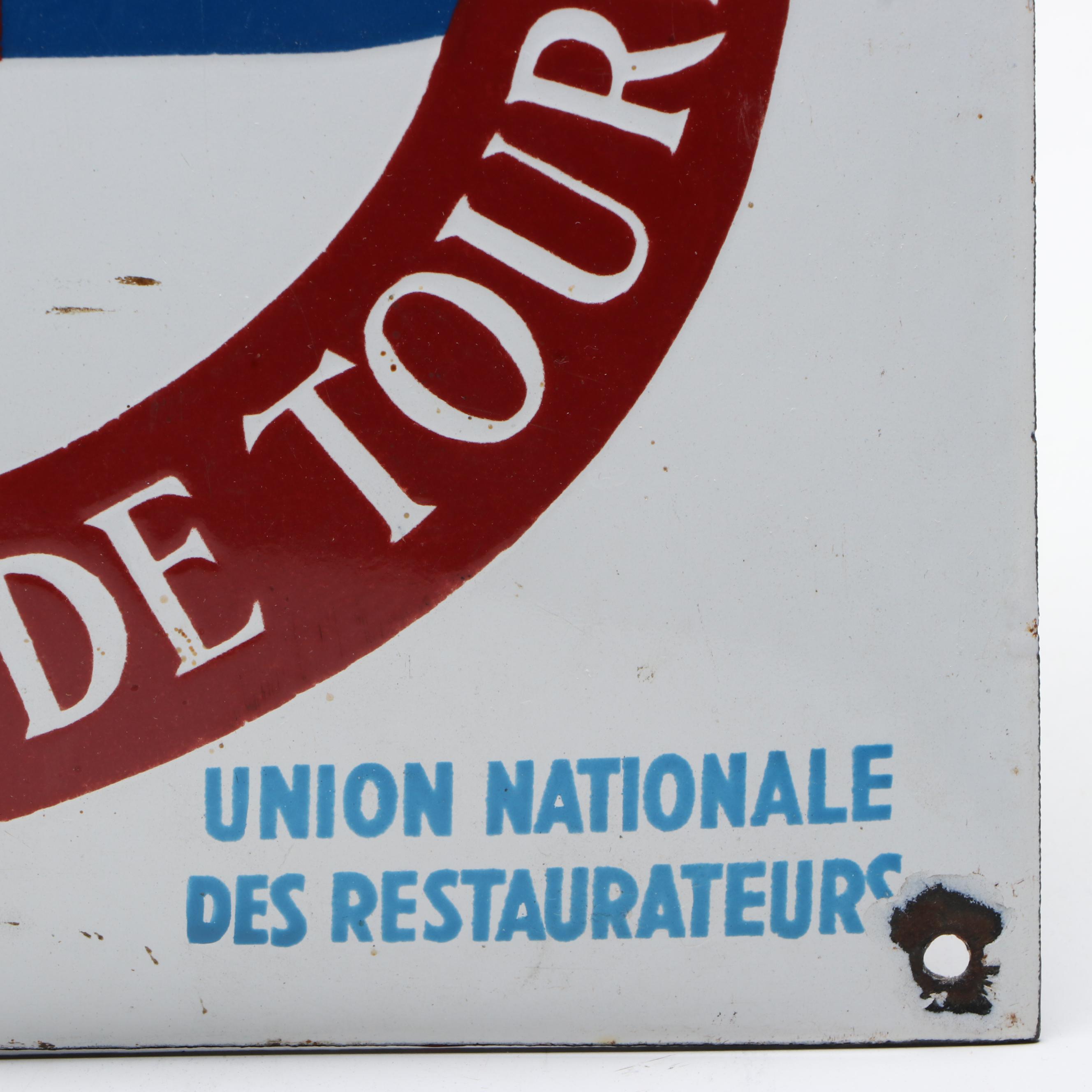 French Enamel "Restaurant de Tourisme" Sign