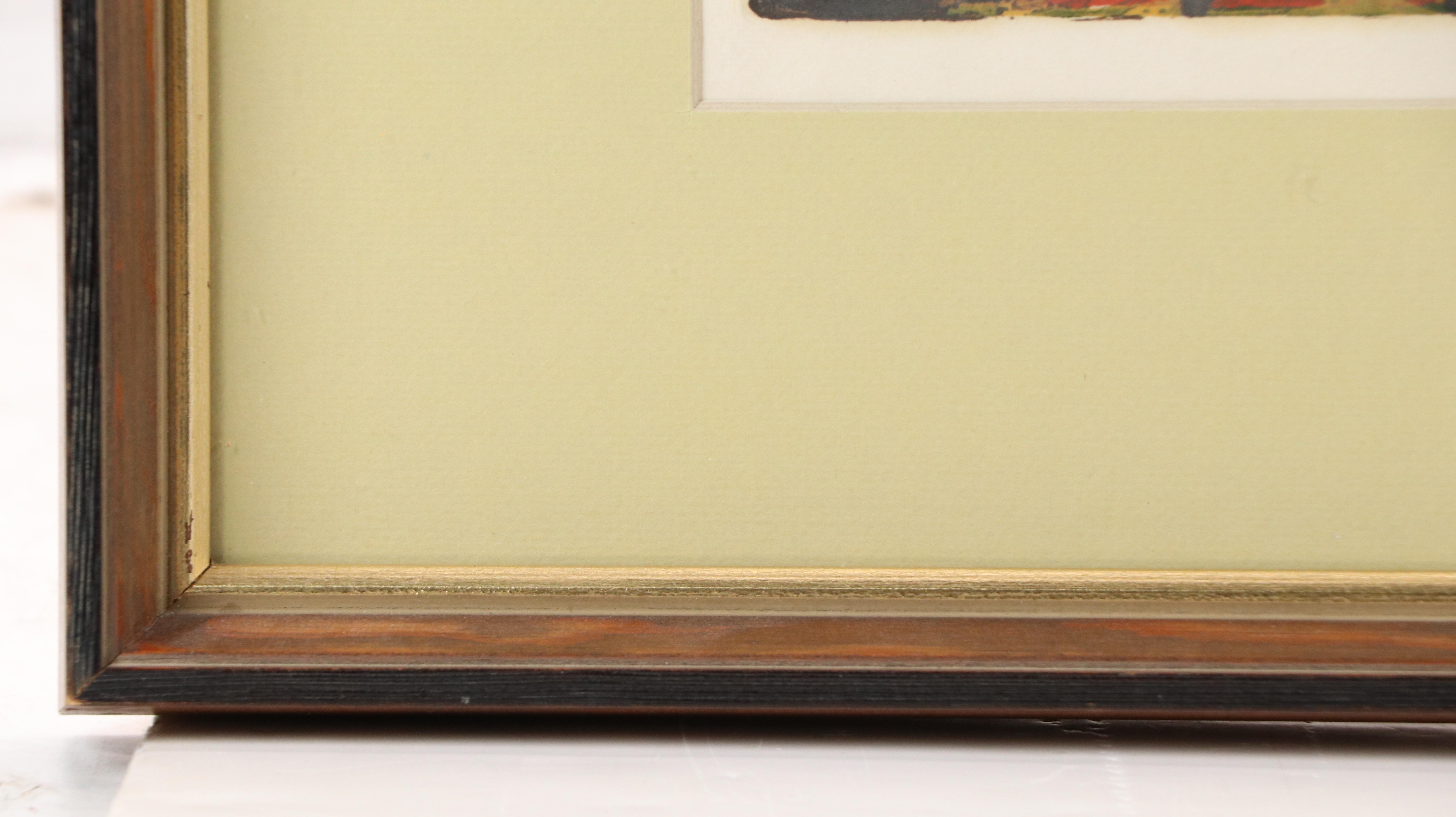 Gwyneth Travers Color Woodcut of Canadian Village "Barrie at Union, Kingston"