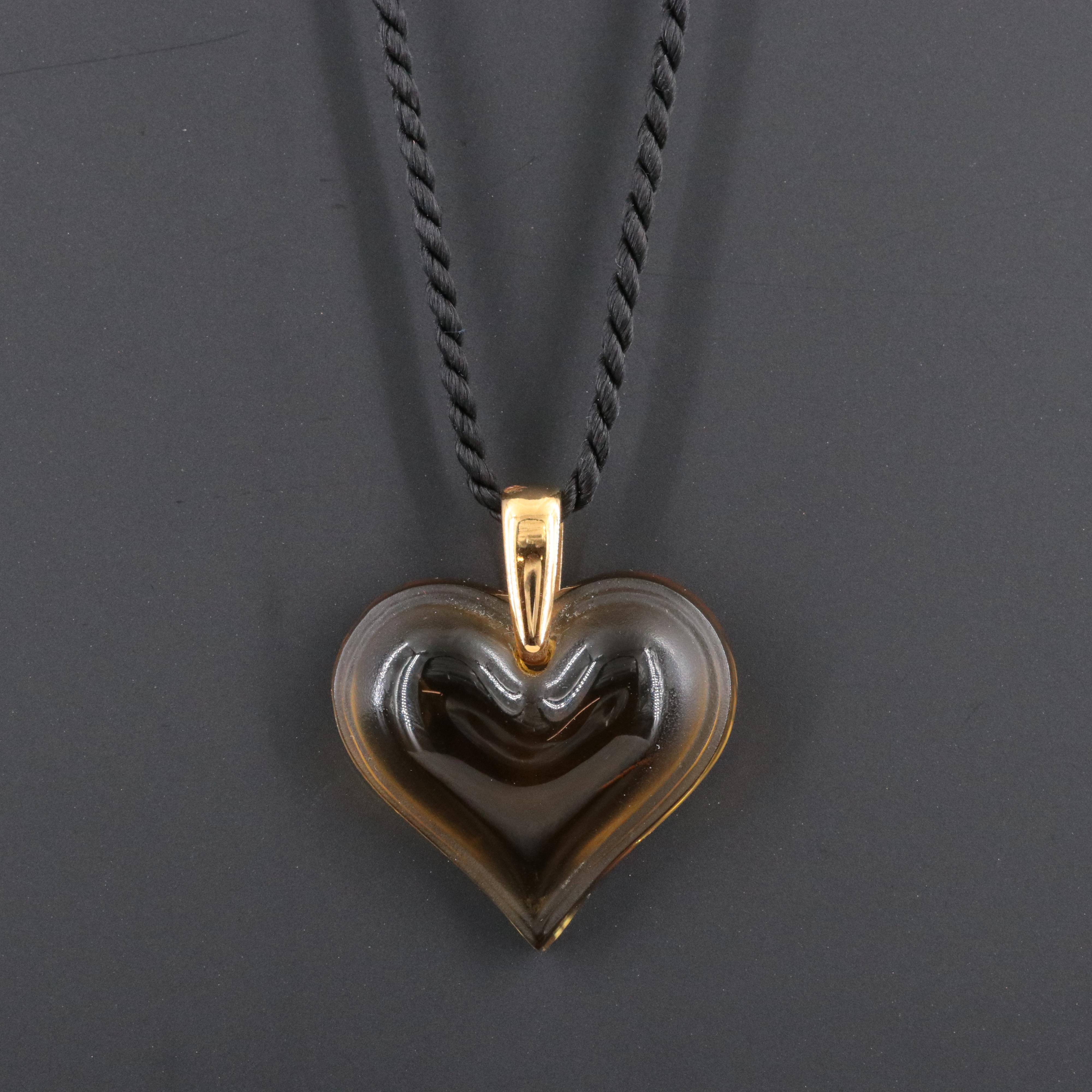 Lalique Amoreuse Beaucoup Crystal Heart Necklace Pendant
