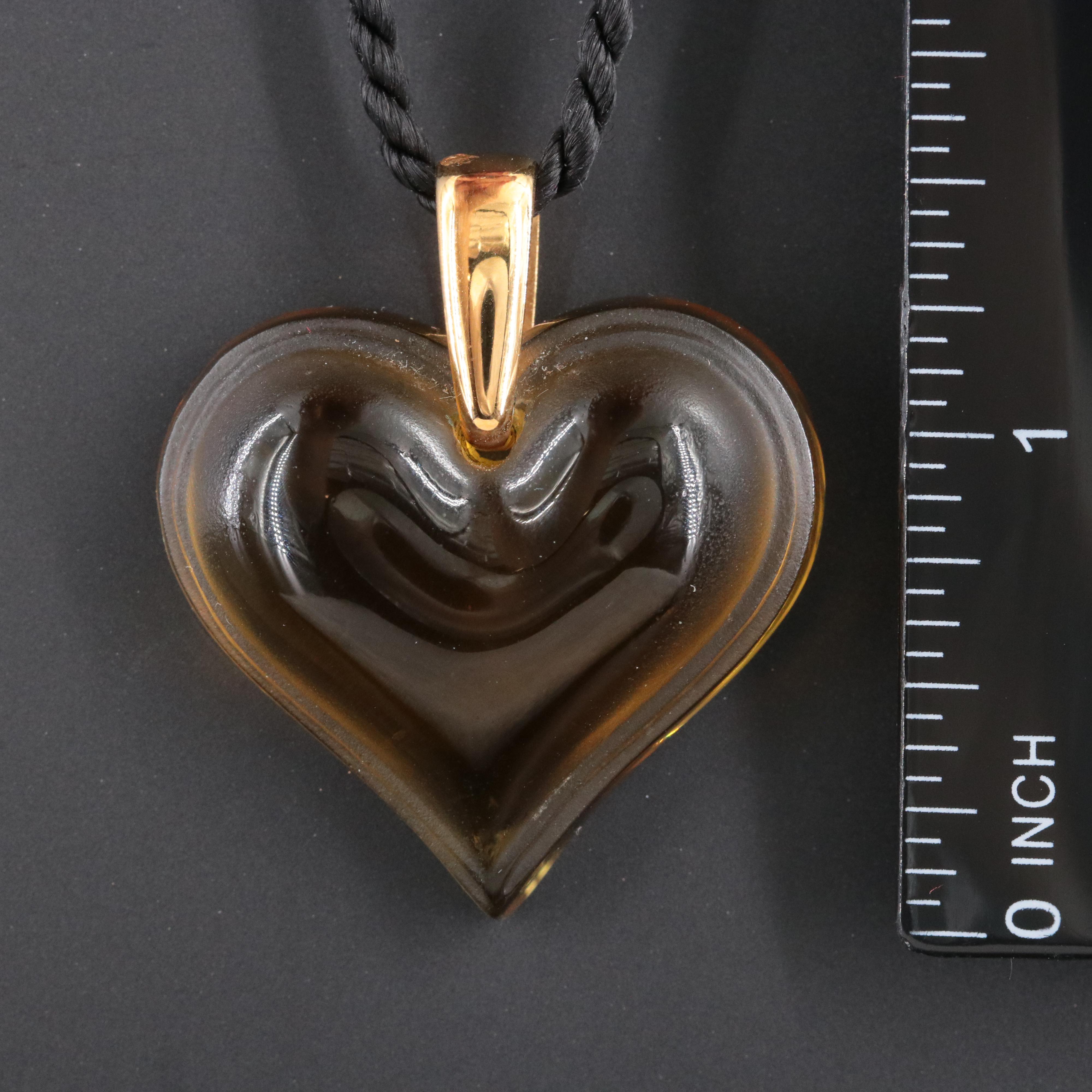 Lalique Amoreuse Beaucoup Crystal Heart Necklace Pendant