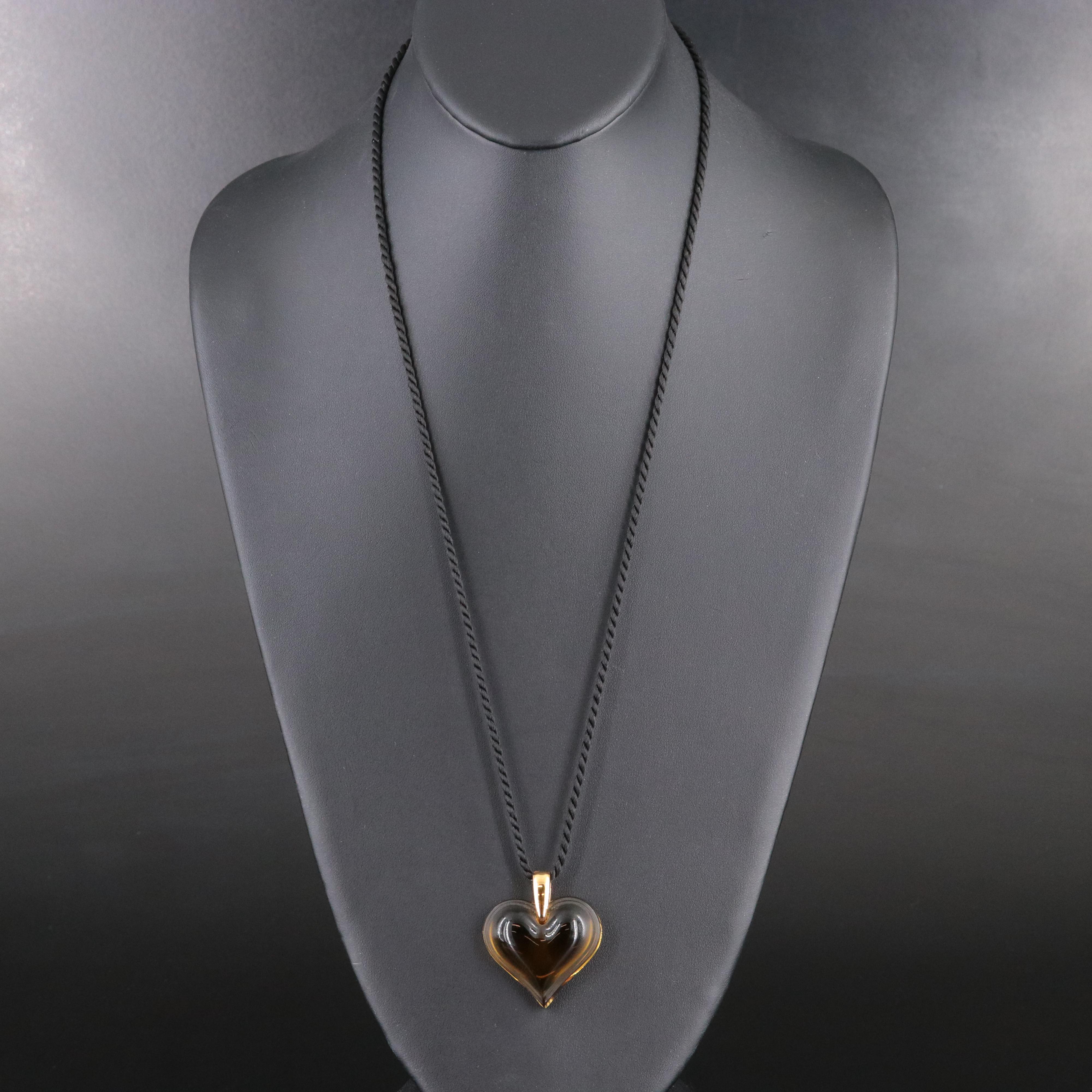 Lalique Amoreuse Beaucoup Crystal Heart Necklace Pendant