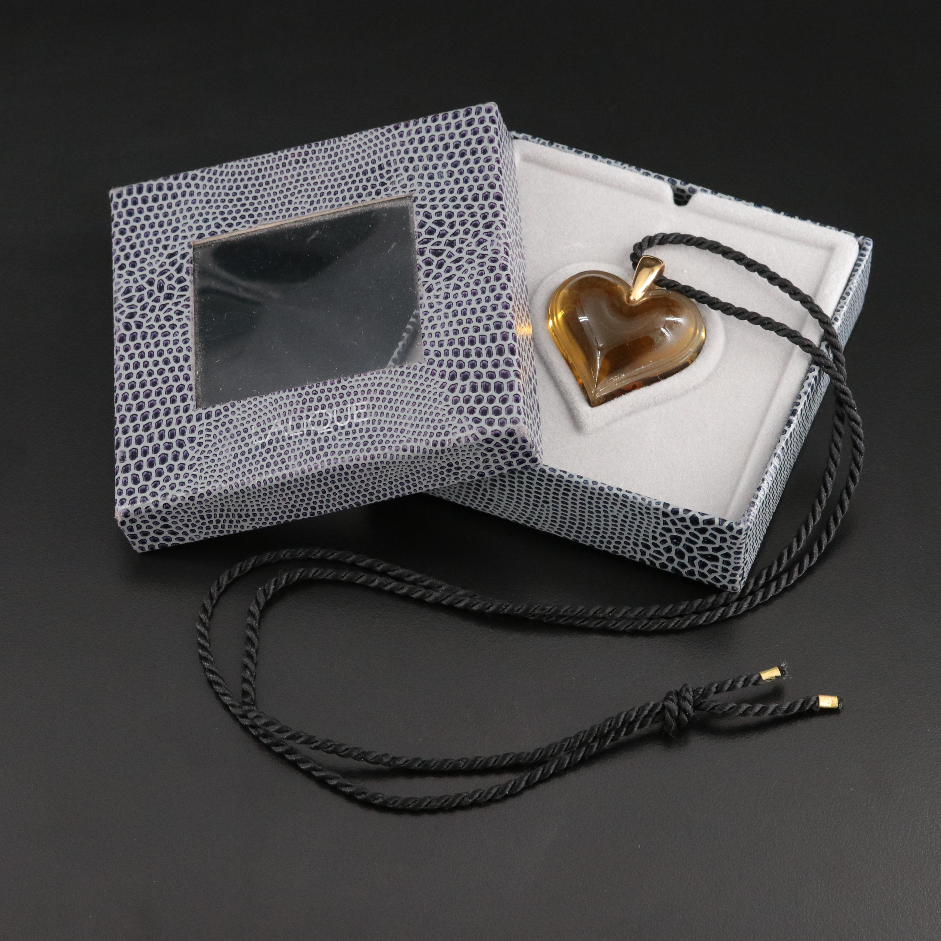 Lalique Amoreuse Beaucoup Crystal Heart Necklace Pendant