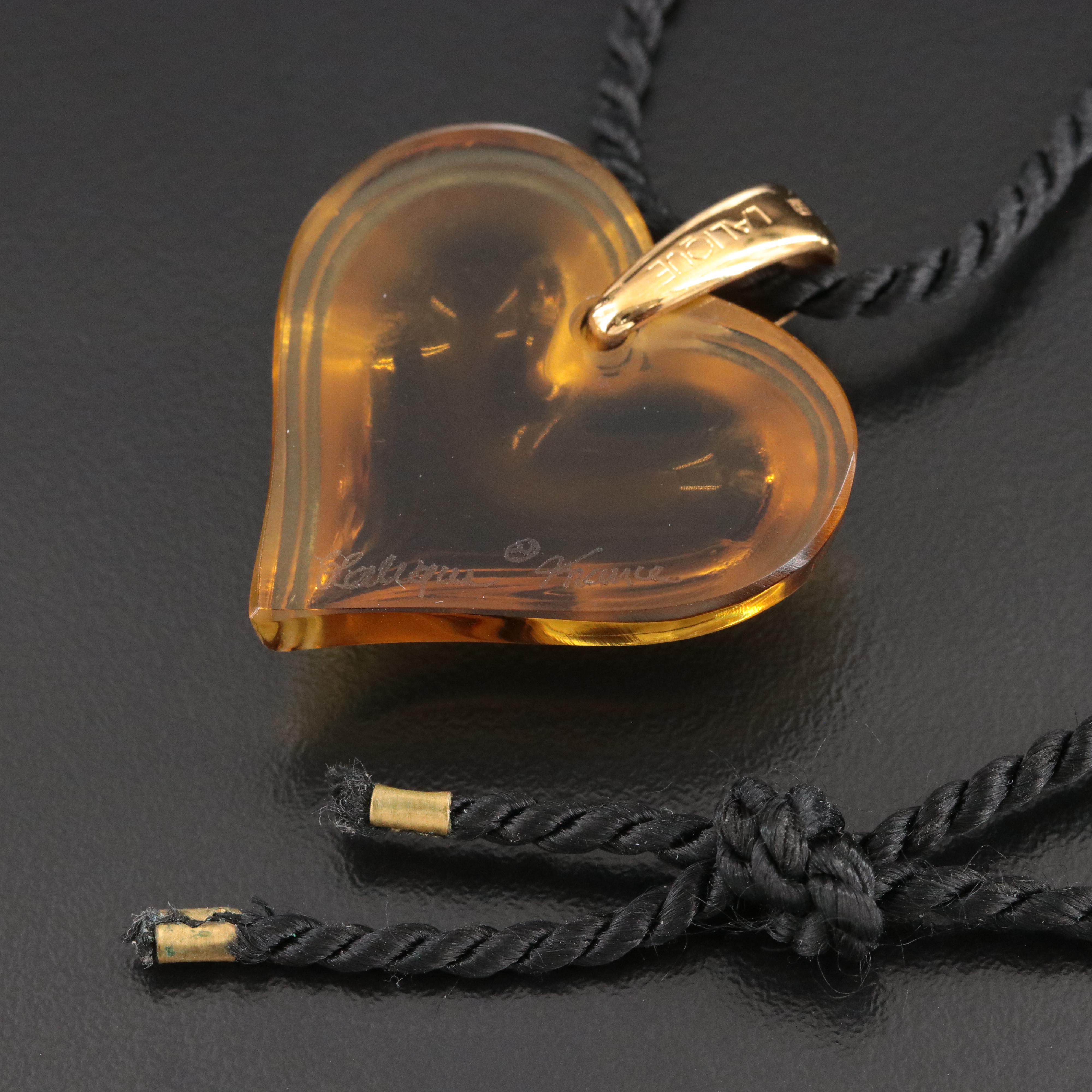 Lalique Amoreuse Beaucoup Crystal Heart Necklace Pendant