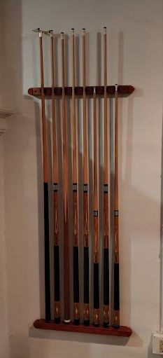 Kasson 8' Slate-Top Oak Pool Table with Cues, Accessories and Wall Rack