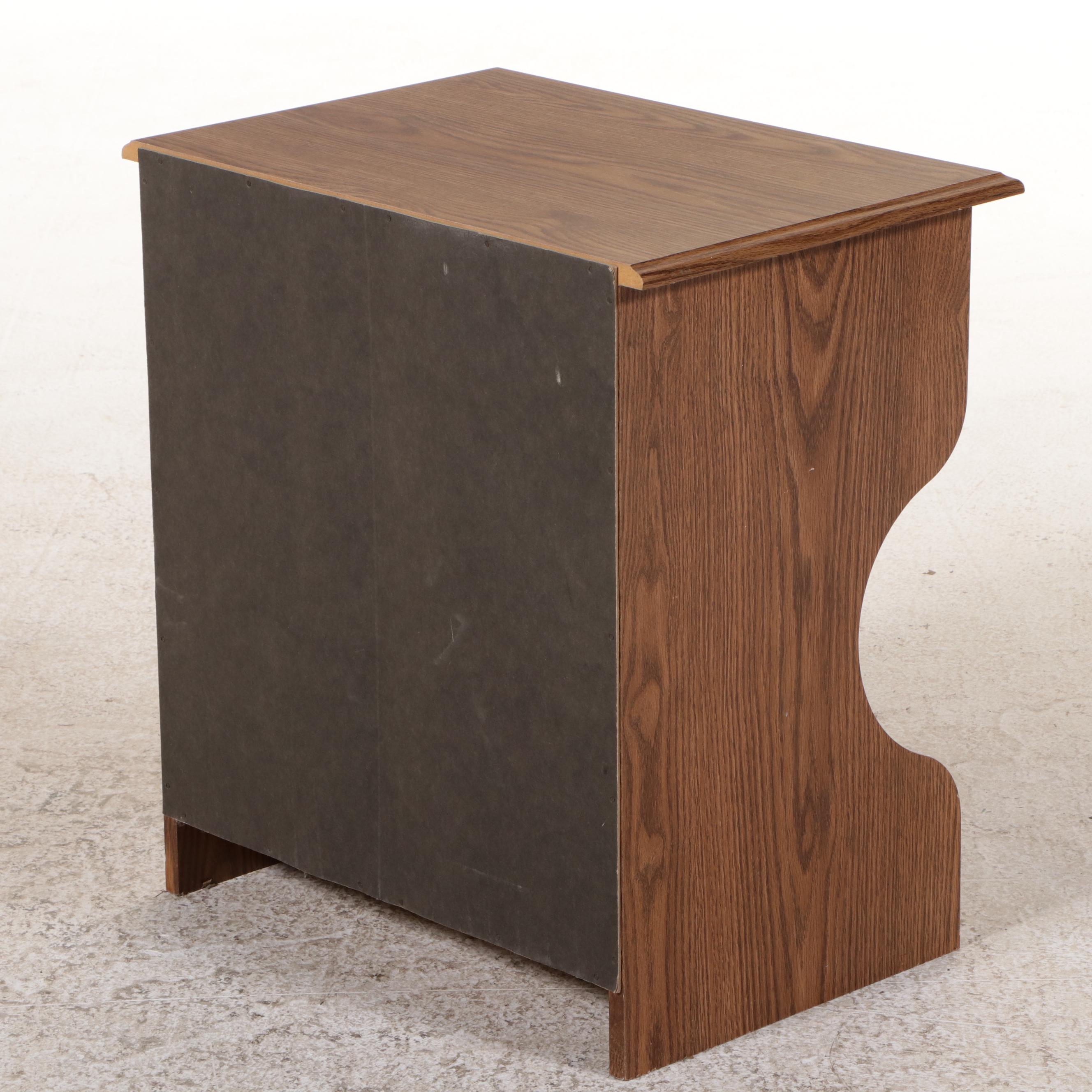 Sing-Drawer Oak Veneered Nightstand, Late 20th Century