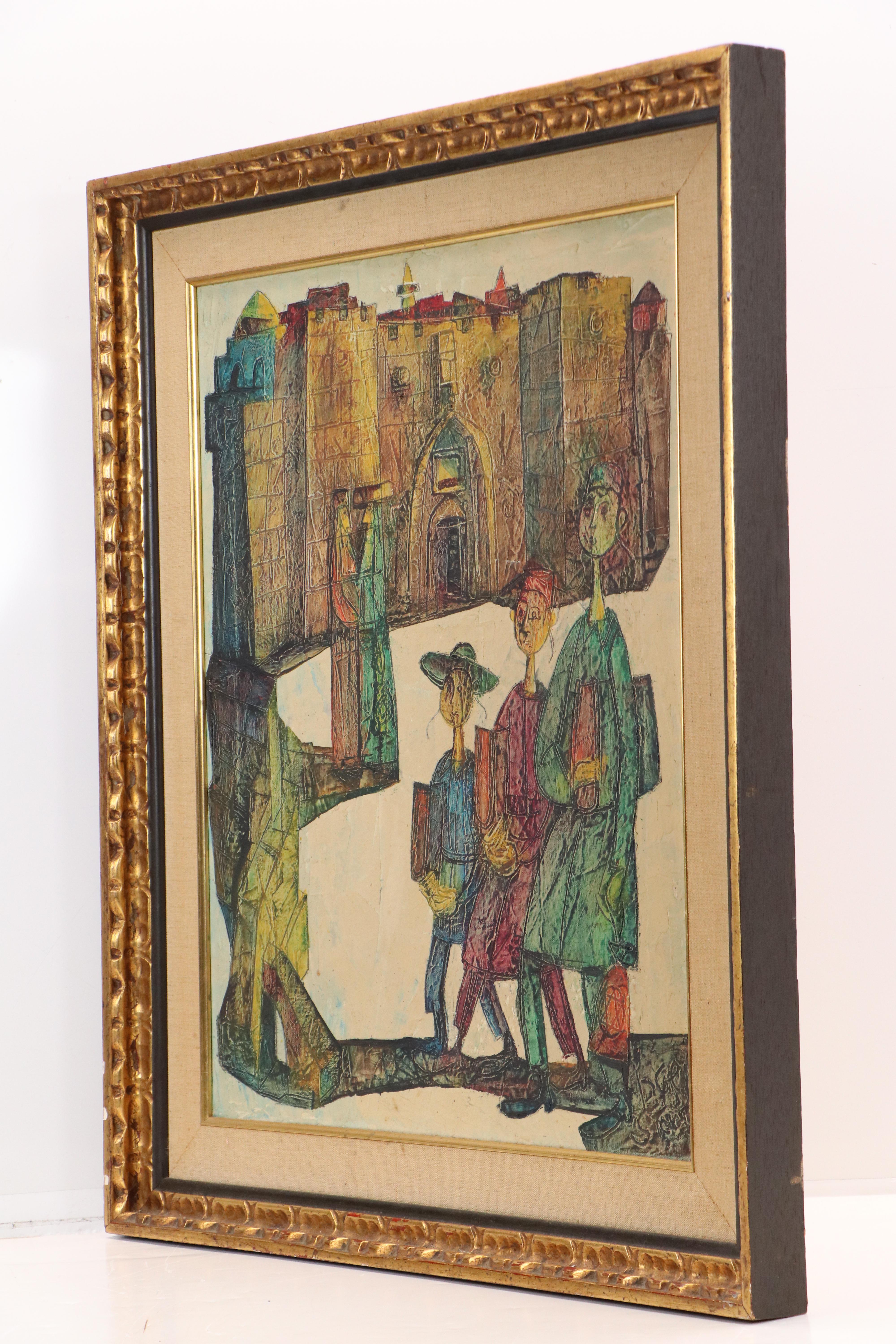 Yossi Stern Oil Painting "Going to the Wailing Wall," 1973