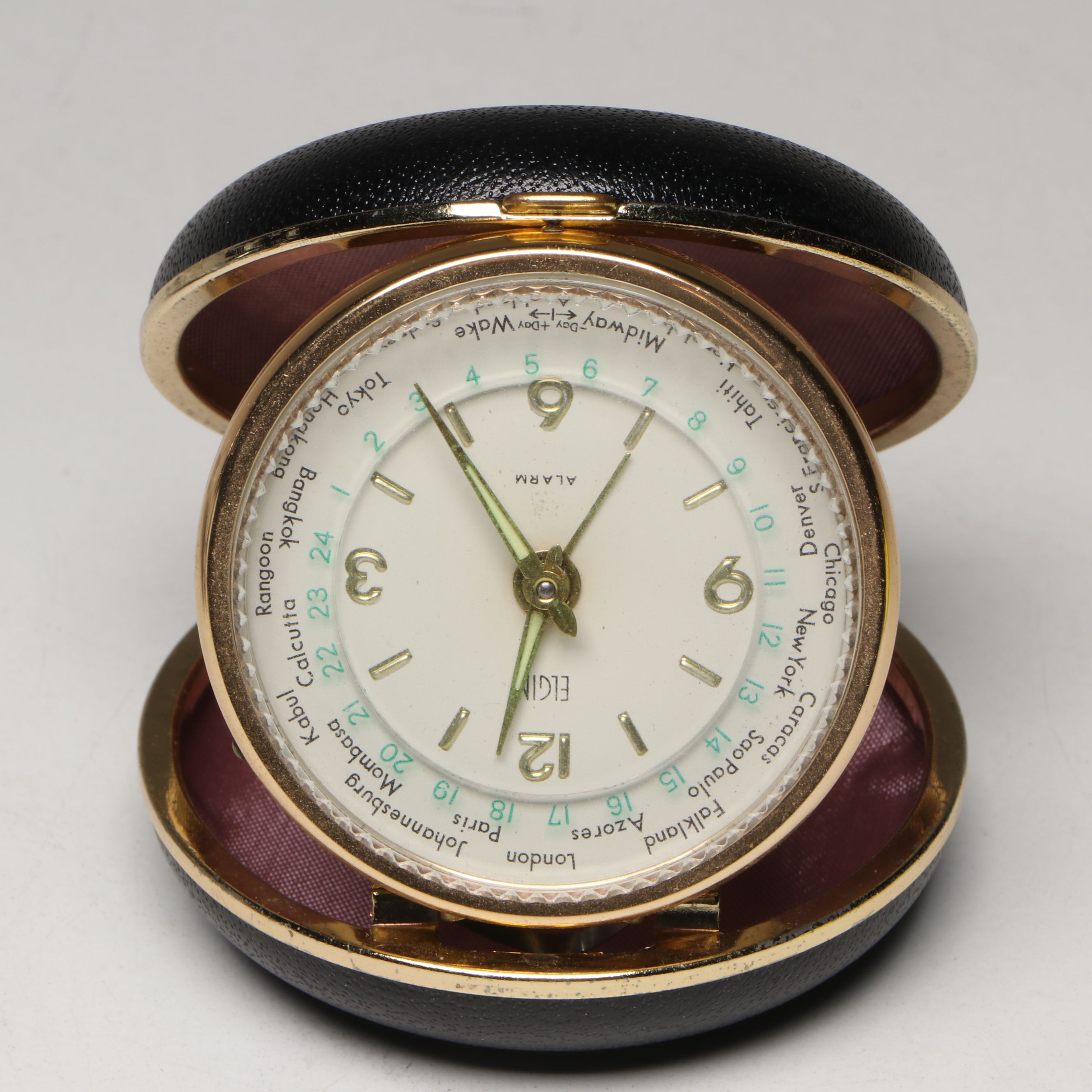 Elgin World Travel Clock with Phinney-Walker, Linden and Other Metal Clock