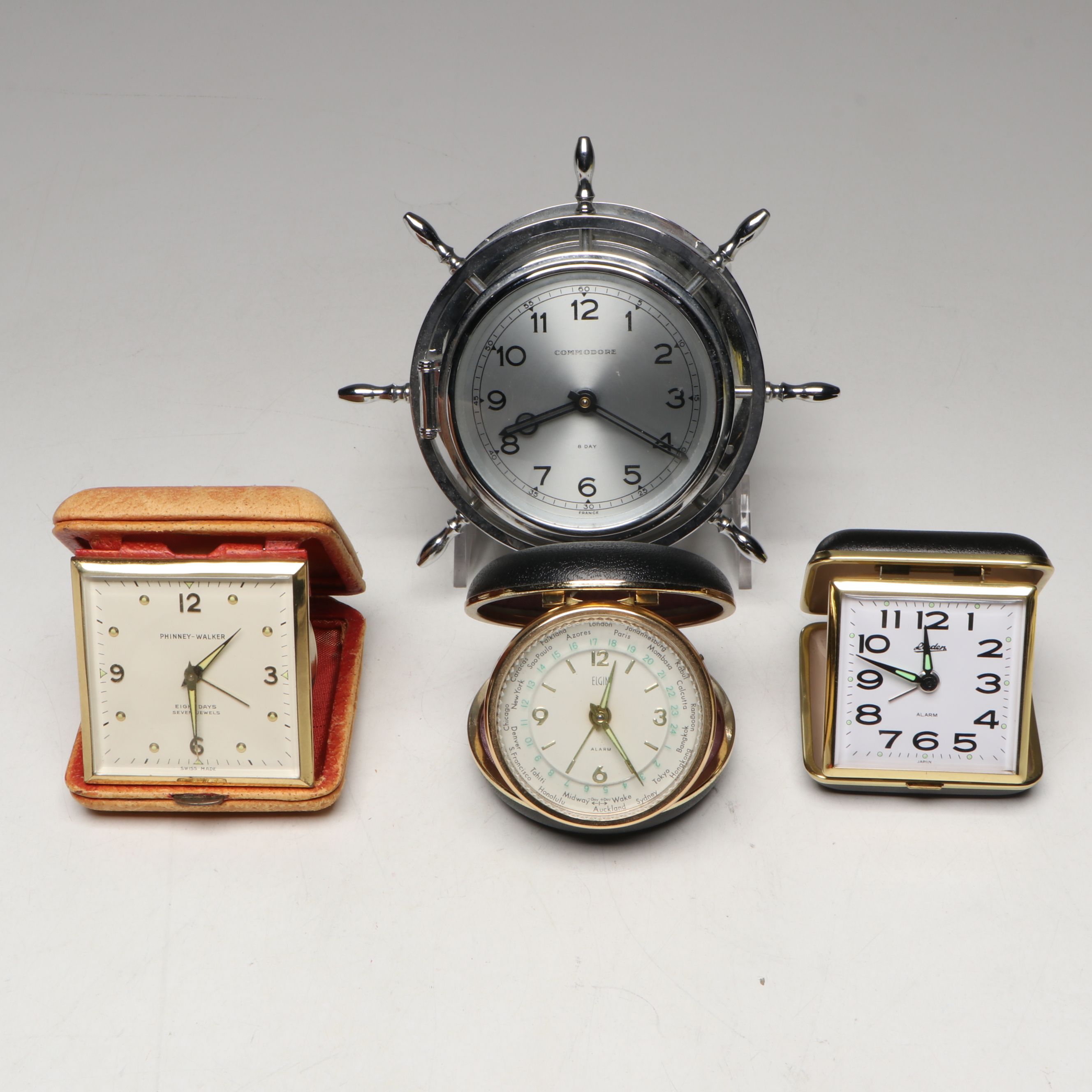 Elgin World Travel Clock with Phinney-Walker, Linden and Other Metal Clock