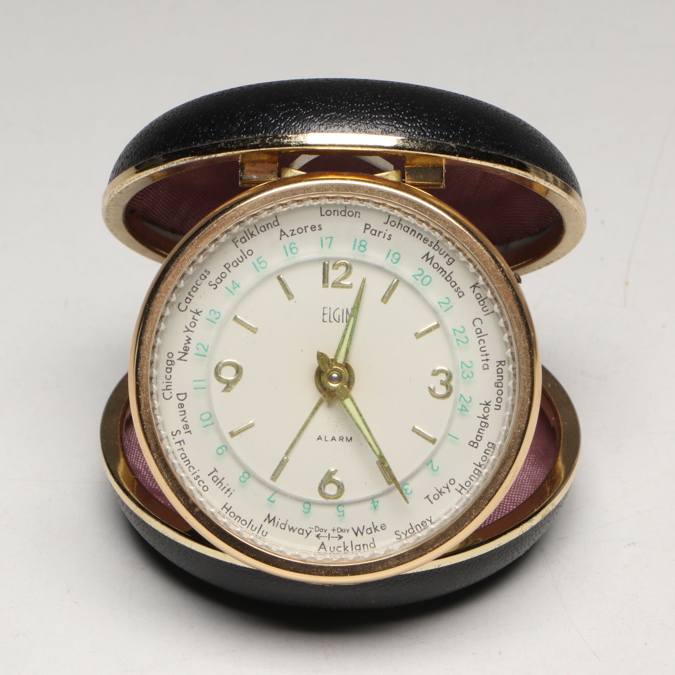Elgin World Travel Clock with Phinney-Walker, Linden and Other Metal Clock